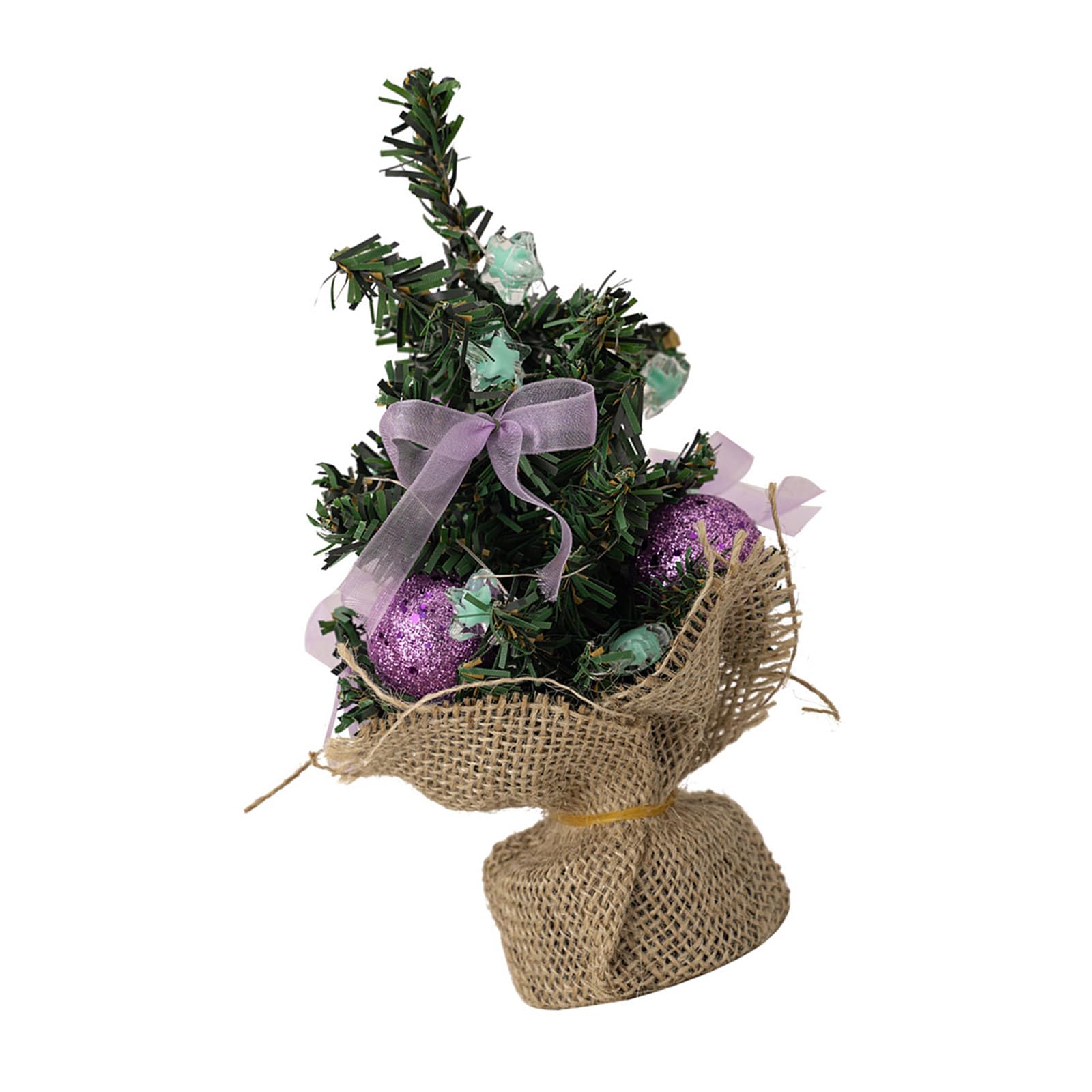 carotoe Miniature Christmas Tree with Lights and Ornament Tabletop Decoration Holiday Desktop Adorment Party Supplies Christmas Party Accessory