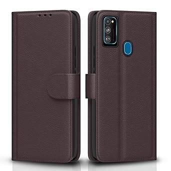 Pikkme Flip Cover Leather Finish | Inside TPU with Card Pockets | Wallet Stand and Shock Proof | Complete Protection Flip Case for Samsung Galaxy M30s / M21 / M21 2021(Coffee) - image, photos