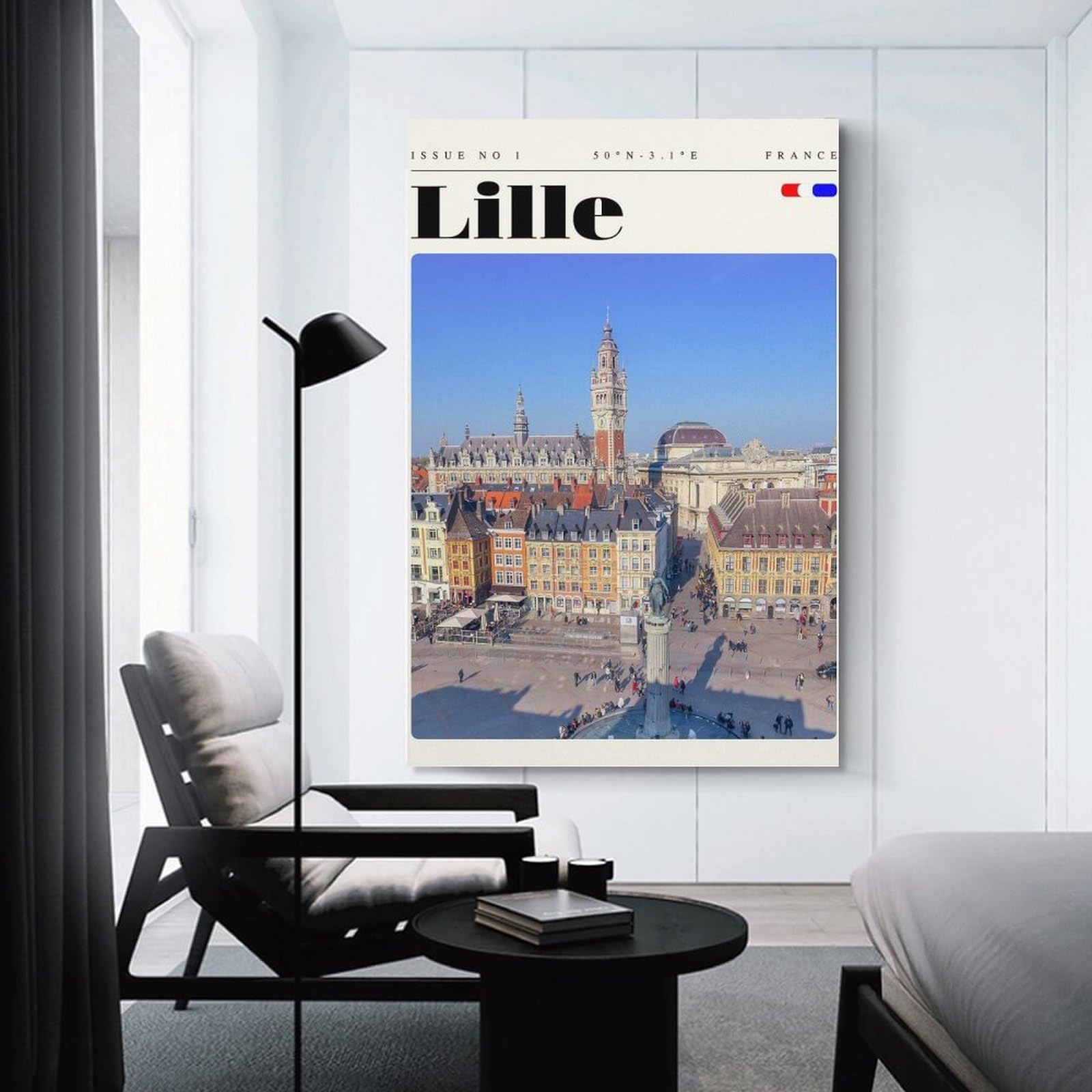 Junmoney Lille France Travel Art Canvas Wall Art 24x36inch(60x90cm), for Wall Displays, Bedrooms Or Room Updates, Ideal for Building A Coordinated Art Wall