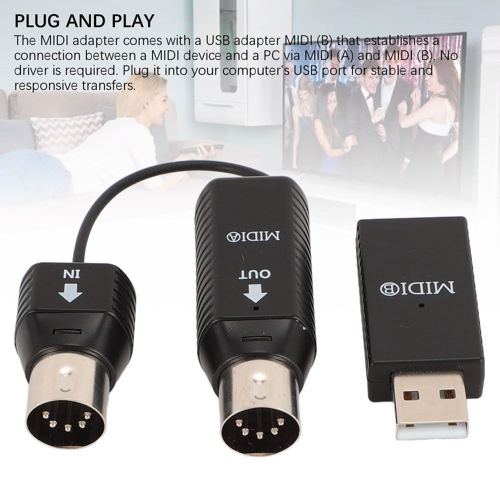 Adaptador Midi Inalámbrico con Baja Latencia para el Controlador Midi de Conectividad sin Costuras USB a Device para OS X y XP con Configuración Fácil