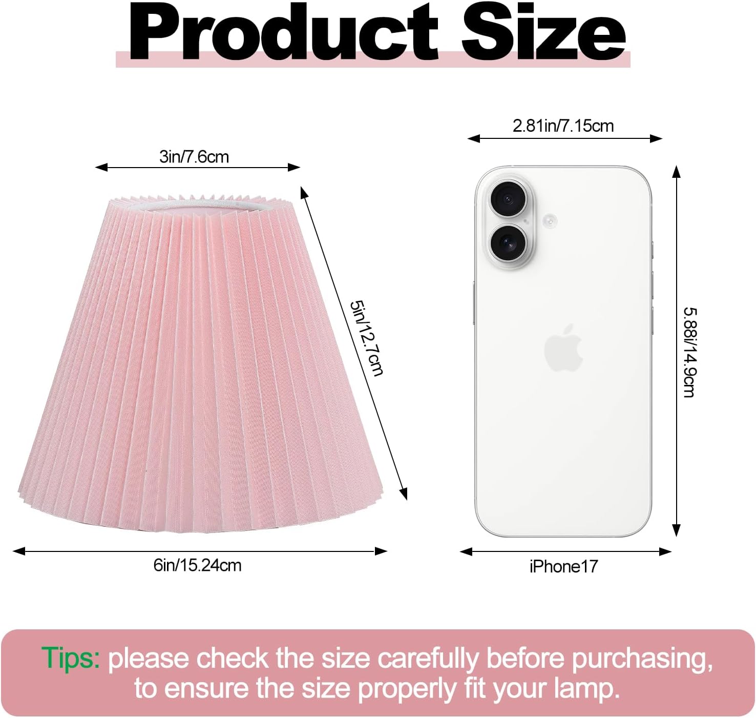 6 Pack Pink Pleated Chandelier Shades, 3" Top x 6" Bottom x 5" High, 3x6x5 Inch Clip On E12 Bulb, Pendant Light Wall Sconce Lamp Shade, 2-Layer Peach Pleat Barrel Lampshades Covers(Pink-Pleat, 6 Pcs)