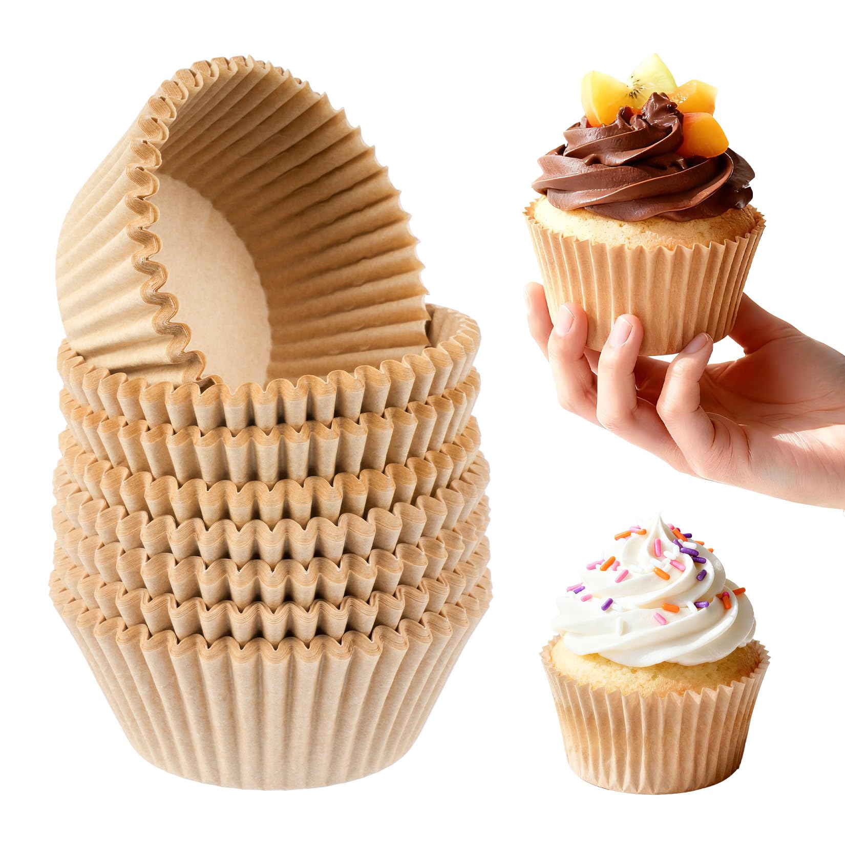 200 Pieces Muffin Cases Mini Muffin Cases Mini Cupcake Boxes Non-Stick Mini Muffin Boxes for Parties, Birthdays, Weddings, Desserts, Baking, Parties (Brown)