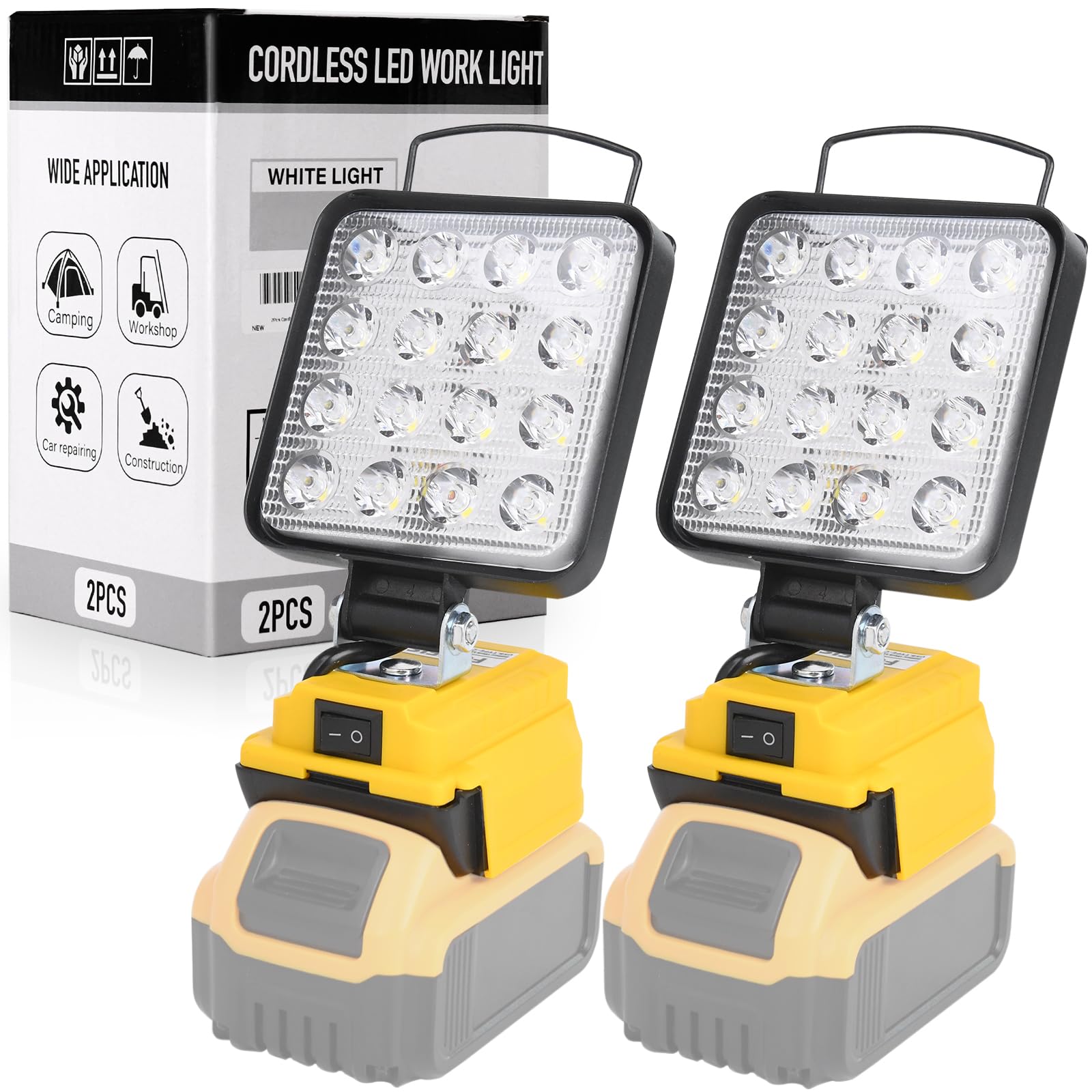 FOSFIS Work Light for Dewalt Battery, 20V Flashlight for Dewalt 20V Light, 48W 4800LM Portable LED Work Light with USB and Type-C Charger Port for