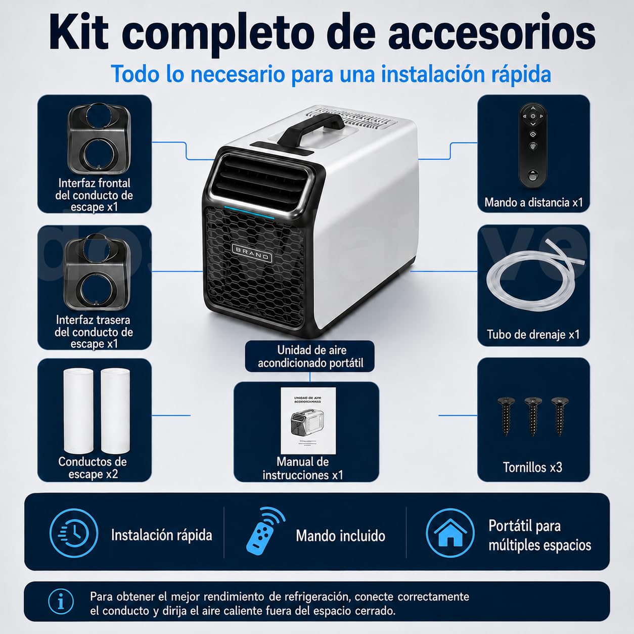 Nuevo aire acondicionado portátil 5000 BTU, 220-240V para casa y caravana, con filtro lavable, modo deshumidificación, temporizador y modo sueño, ideal para habitaciones, oficina o van Silver-220V