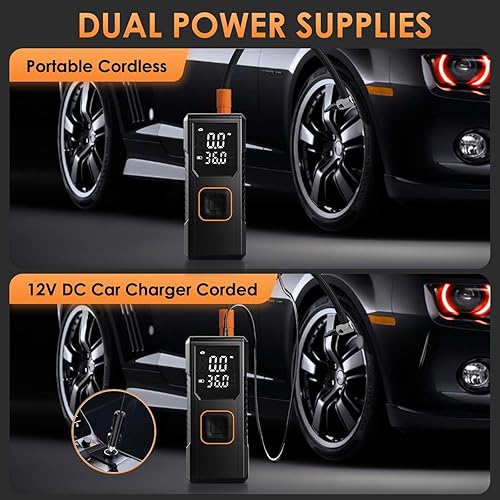 Miniatura 2 de Inflador de neumáticos, compresor de aire portátil, bomba de aire inalámbrica de 150 PSI para neumáticos de automóvil, bomba de bicicleta,