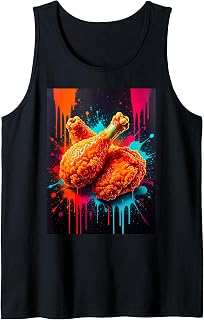 Golden Fried Chicken Bursting Through Waves of Vibrant Color Tank Top