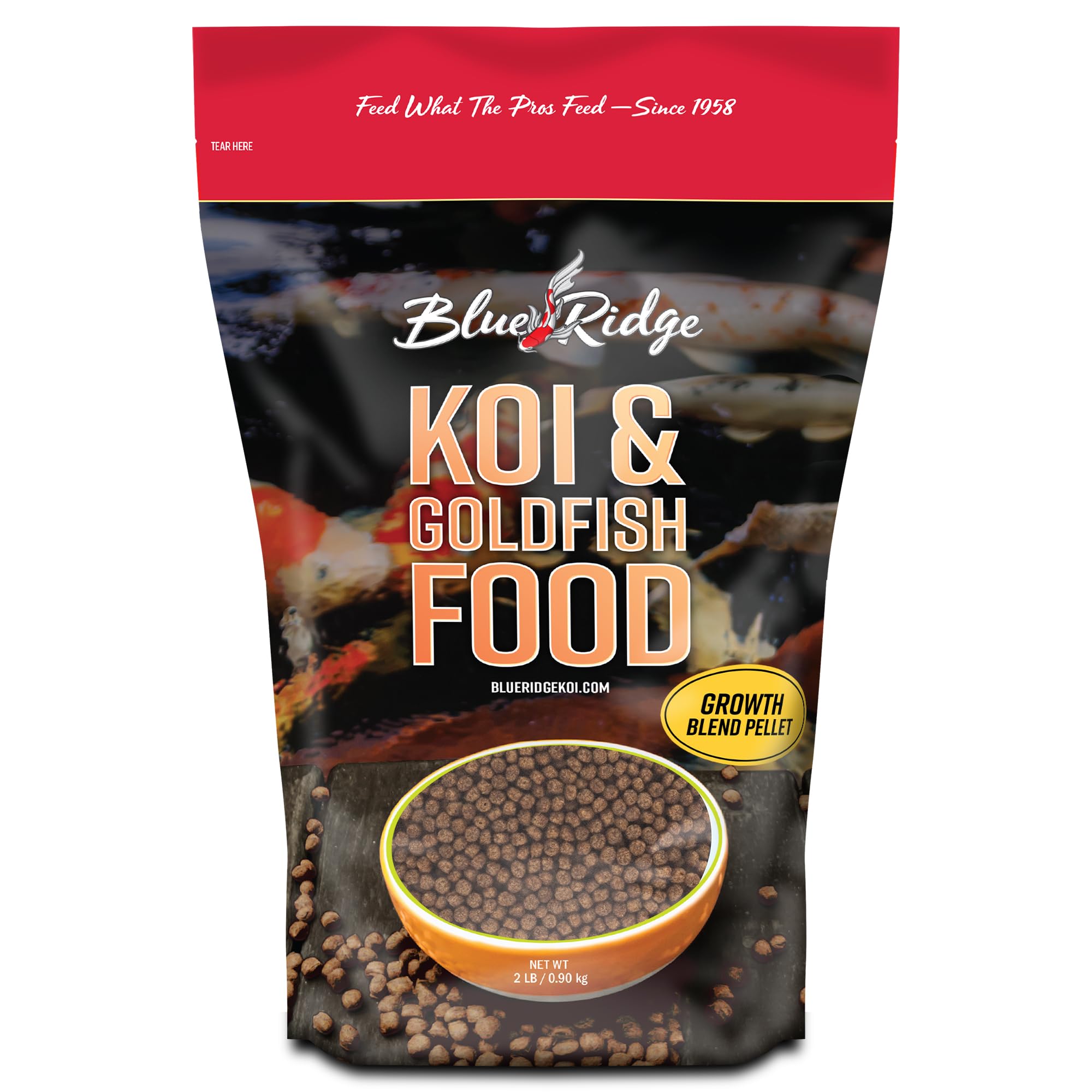 Blue Ridge Growth Formula Koi & Goldfish Food, Blend Fish Food Pellets, 0.9kg