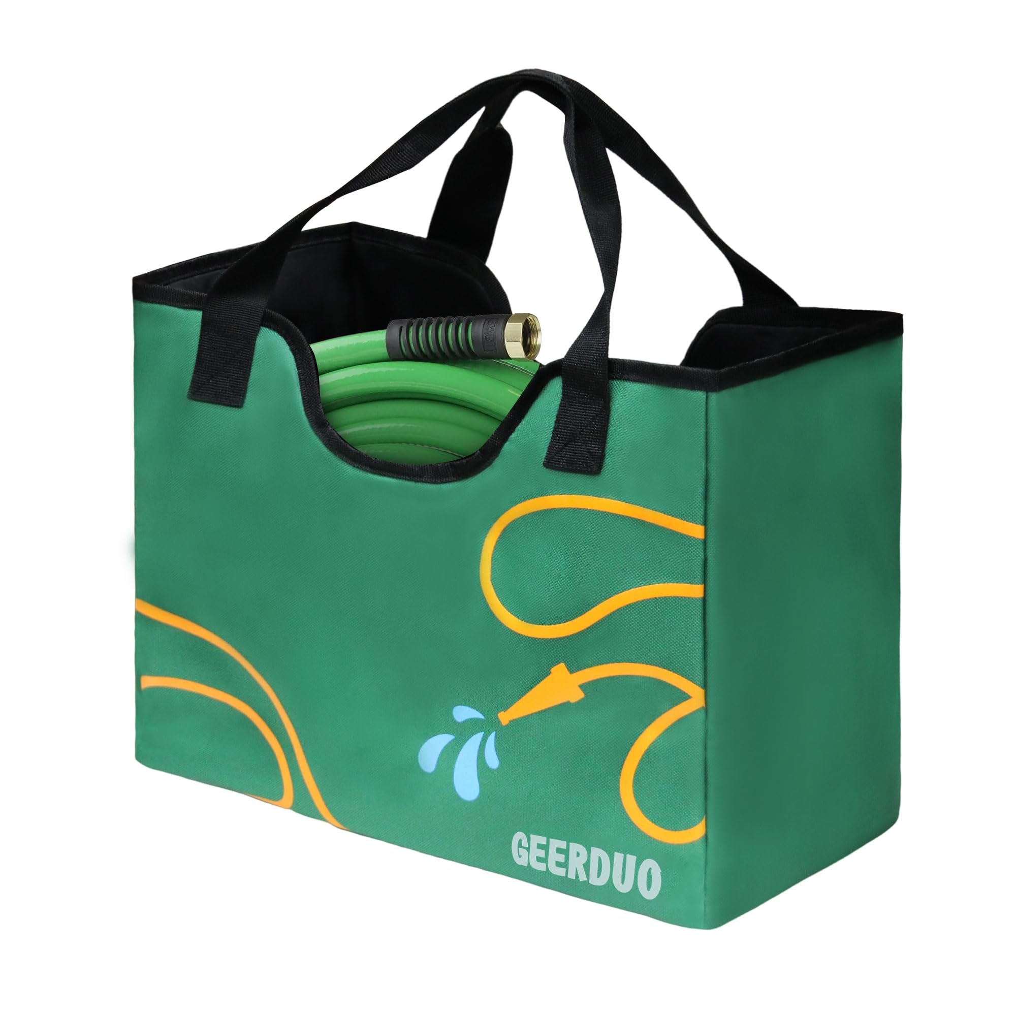 GeerDuo Garden Hose Storage Bag, Portable Expandable Hose Holder for 50-100ft Tube (Green)