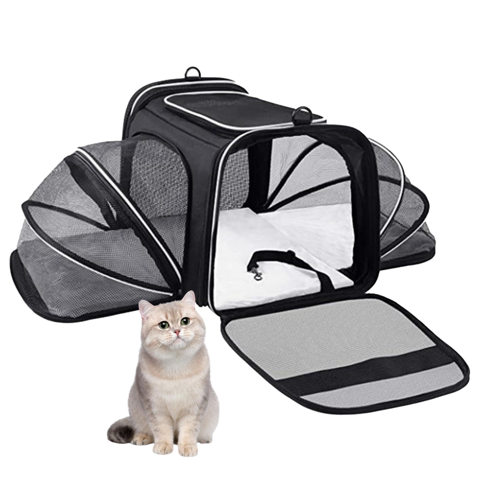 Transportín expandible para gatos y perros pequeños: ideal para viajes en coche