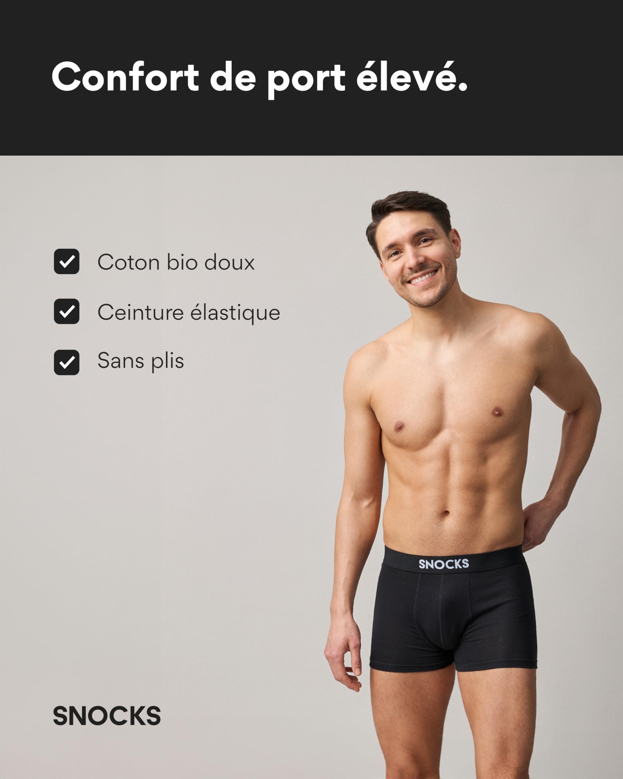 Snocks Boxer Homme Coton – Lot de 6 – Caleçons en Coton Bio GOTS | Confort Maximum sans Étiquette, Ne S’enroule Pas, Ne Coupe Pas – Sous-Vêtements Respirants pour Toutes Tailles S-5XL