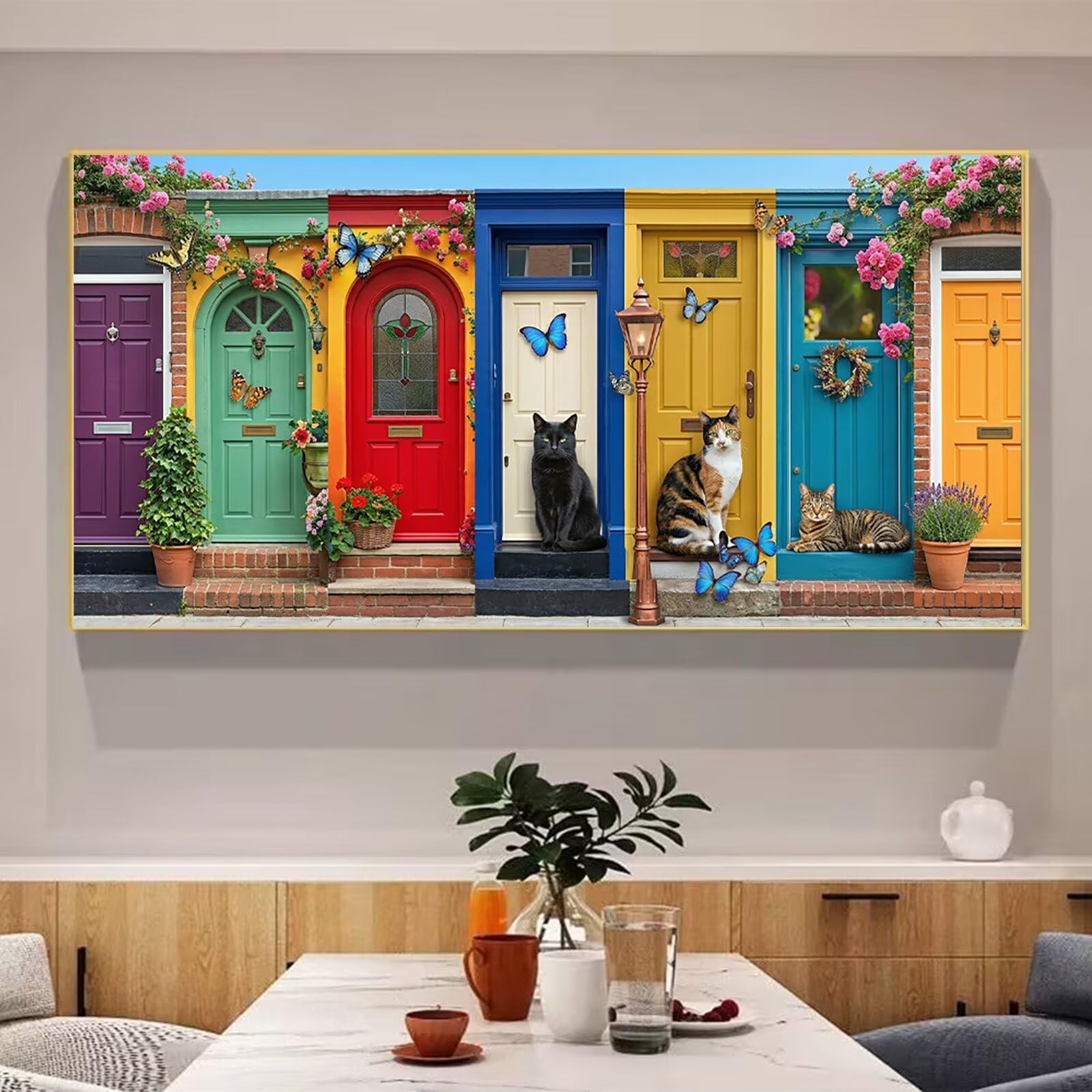 Diamond Painting Katze Diamant Painting Bilder, 5D Farbe Eckige Steine Full Drill DIY Set Erwachsene Diamanten Kinder Bastelset, Kreatives für Erwachsene für Home Decor Wand Deko, 100x200cm, Cod-720