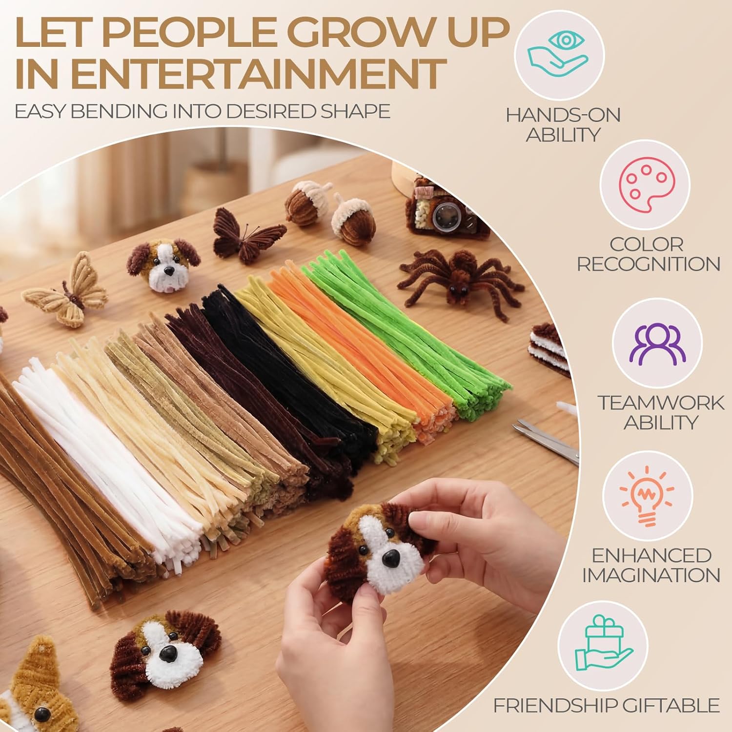 Jenaai 700 Pcs Pipe Cleaners Craft Supplies Pipe Cleaners Bulk Chenille Stems for DIY Adhesive Wiggle Eye Art Craft Supplies Decoration (Vintage Color)
