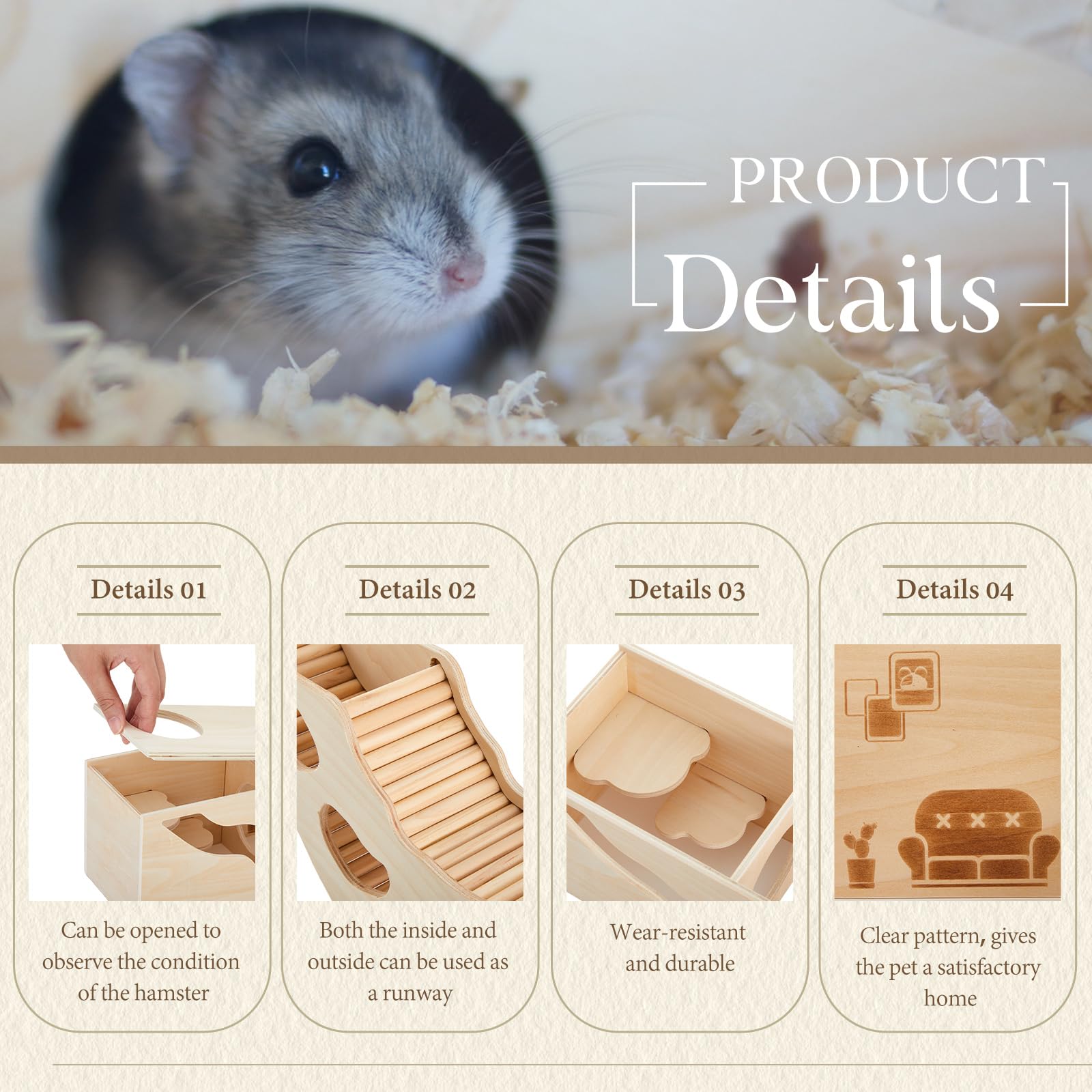 Seenelling Hamsterhaus und Hamster-Tunnel-Set, Erkundungstunnel, Hamsterversteck, Kletterleiter und mehrere Holzkammern, Hamsterhaus, Labyrinth für Kleintiere, Haustiere, Rennmäuse, Igel, Ratten,
