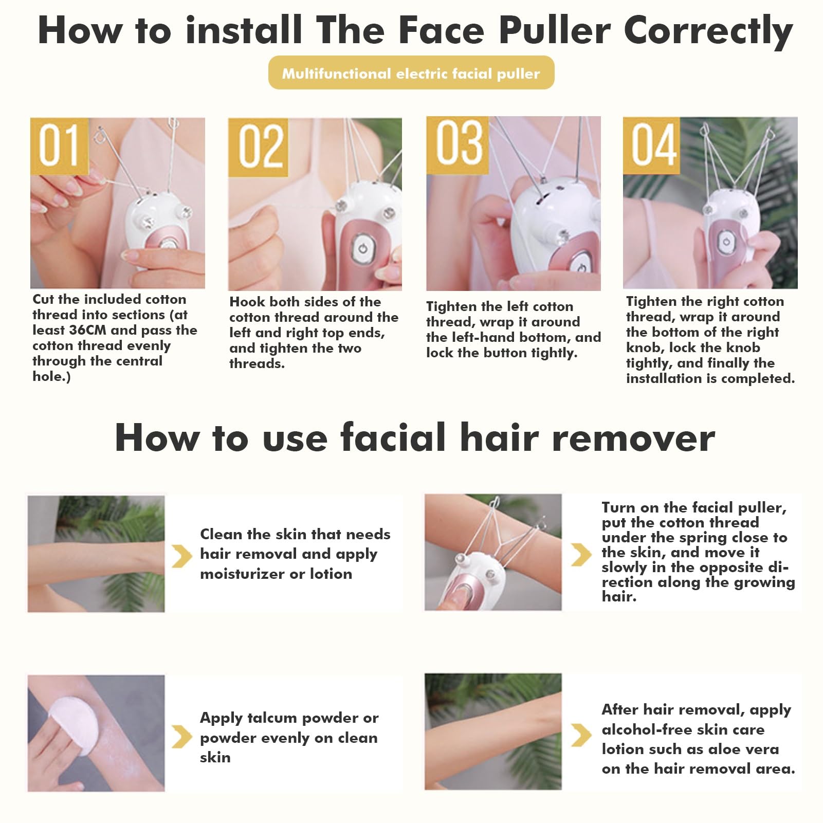 DEWIN Filo Arabo per Depilazione Viso,Filo Arabo Epilatore Filo Arabo Arabic Facial Hair Removal Thread per La Depilazione Femminile