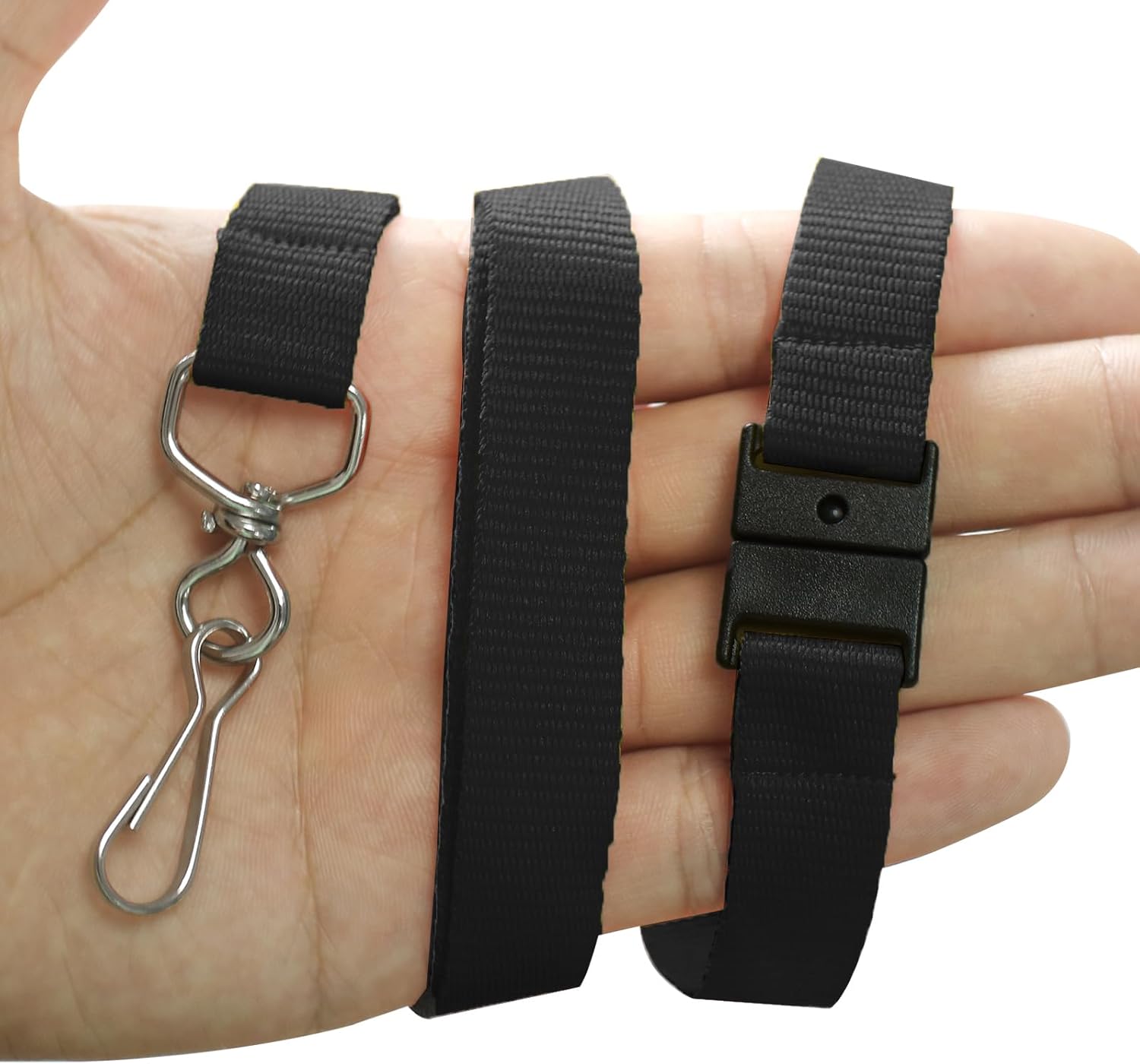 66 Pcs Breakaway Lanyards with Swivel J Hook Premium Bulk Flat Safety Lanyards for ID Badges, Schools, Students, Coaches, Festivals, Volunteers and Team Activities (Black)