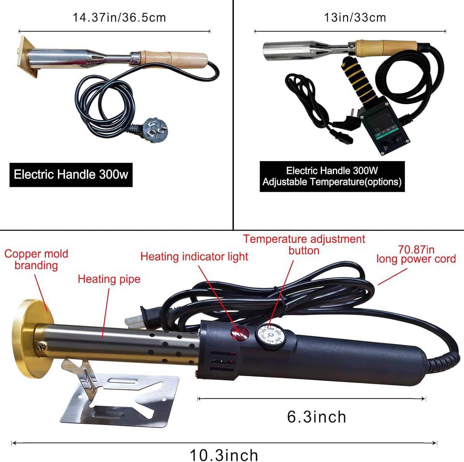 Custom Electric Branding Iron for Wood Personalized Logo Text Black Temperature-Controlled Wood Burning Tool Leather Branding Iron with Stand 300W