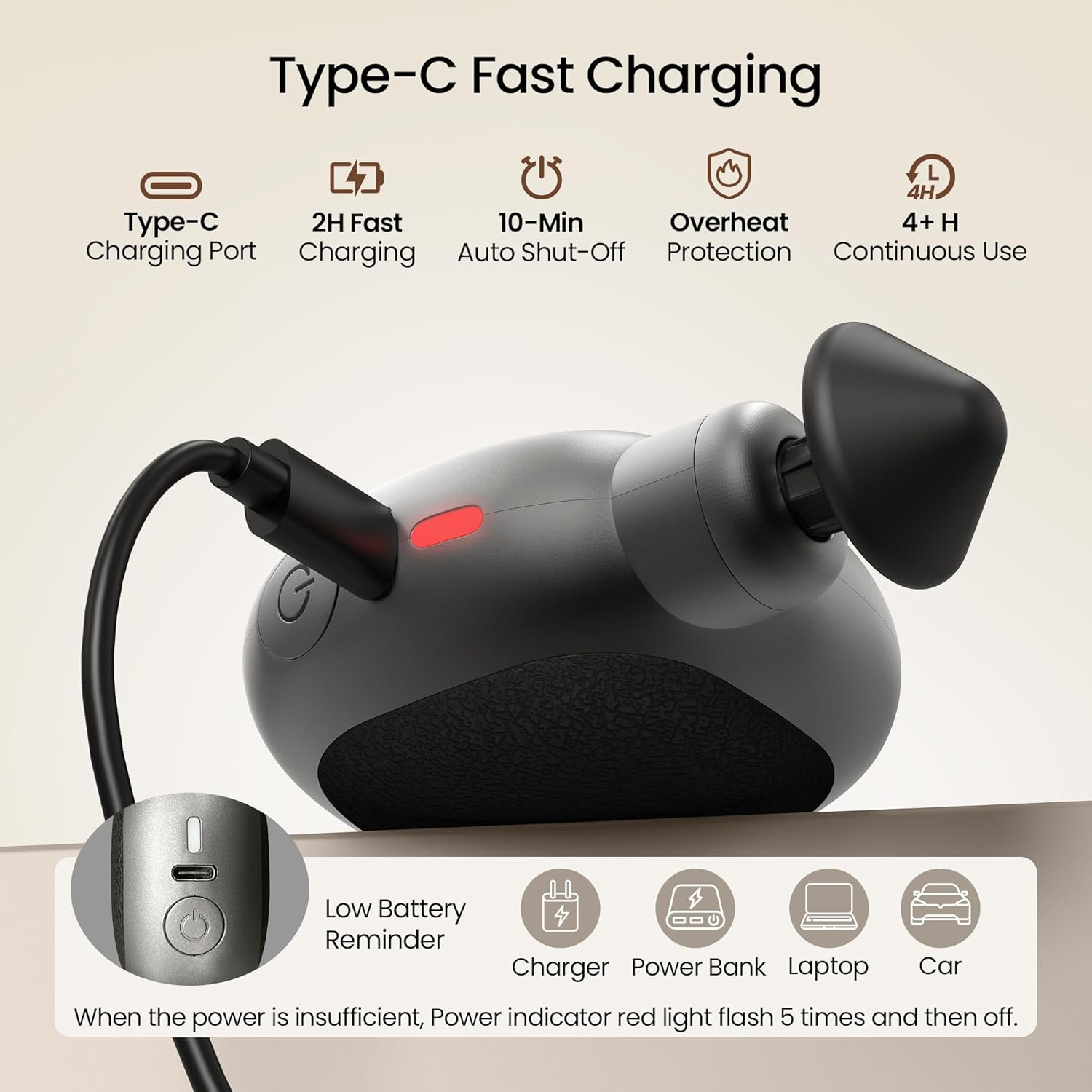 Pocket Mini Massage Gun - Small Portable Massager for Travel | Quiet Handheld Electric Massage Gun for Neck, Face, Head & Muscle Relief,Pet Friendly | 4 Speeds, USB-C, Gift for Women & Men