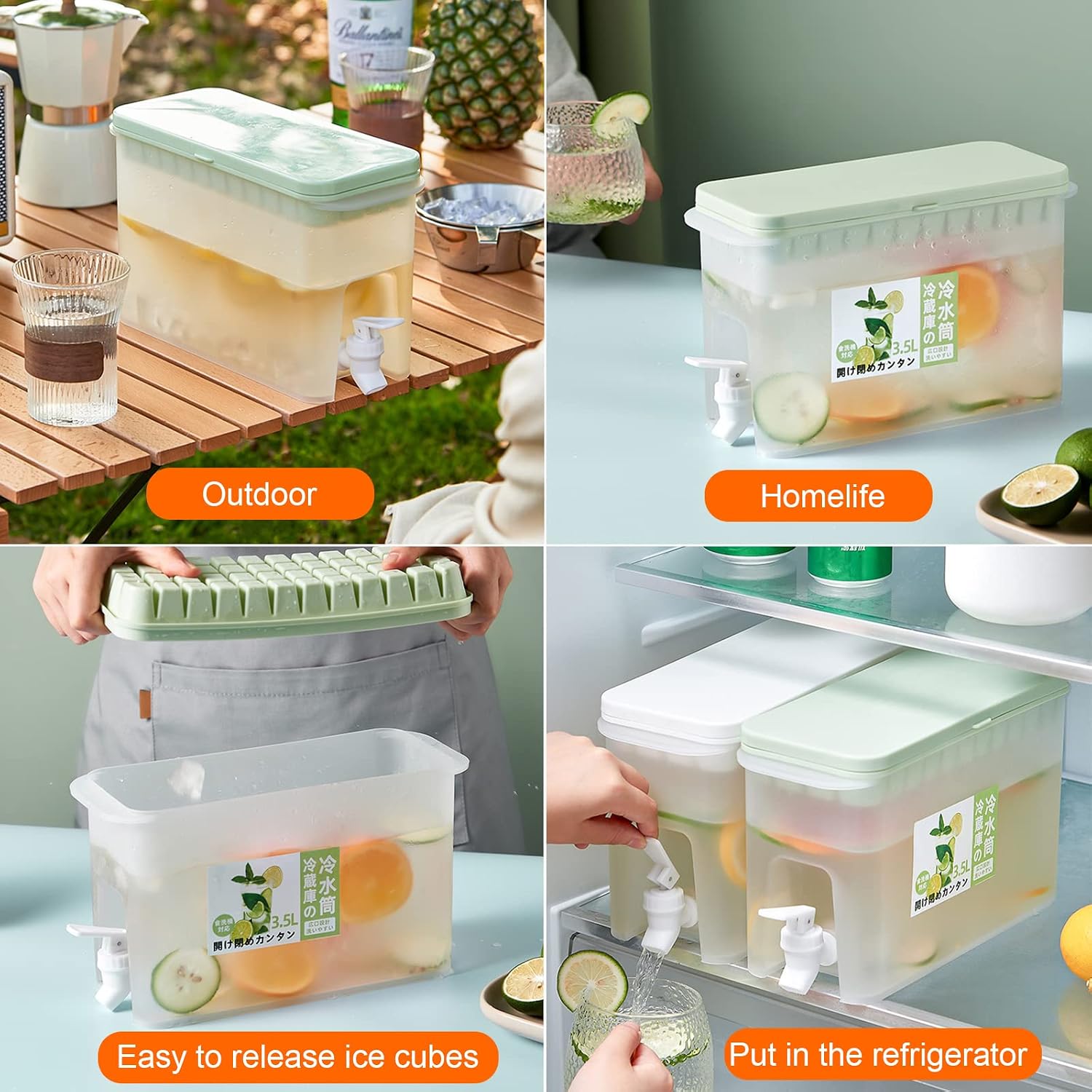 Dispensador De Bebidas De 3,5 L Con Grifo - Para Nevera, Ideal Para Limonada, Jugos O Té Frío, Material PP