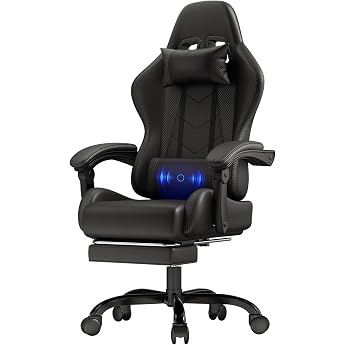 JUMMICO Gaming Chair, Office Chair Ergonomic with Massage Function, Gamer Chair Adjustable Backrest 90-135&deg; and Footrest, Gam