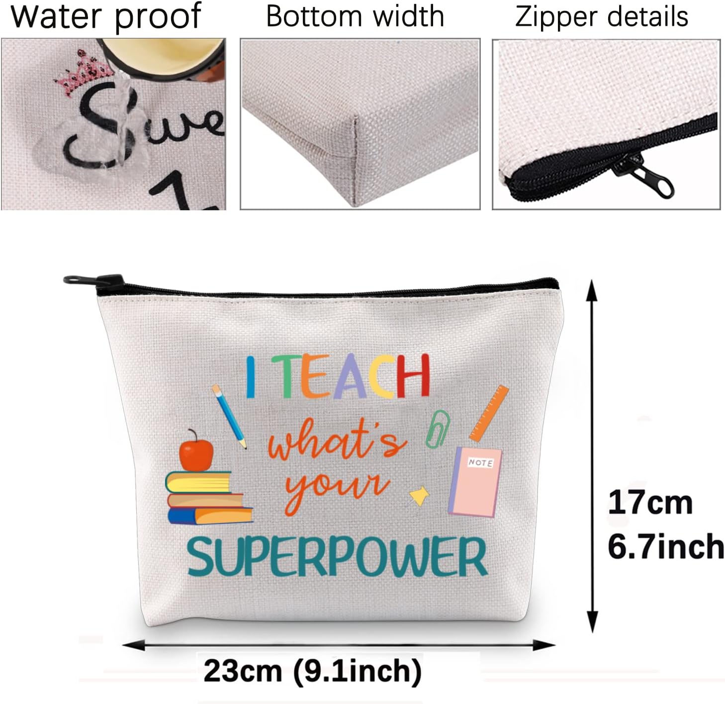 Teacher Makeup Bag Cosmetic Pouch Thank You Teacher Appreciation Gift ...