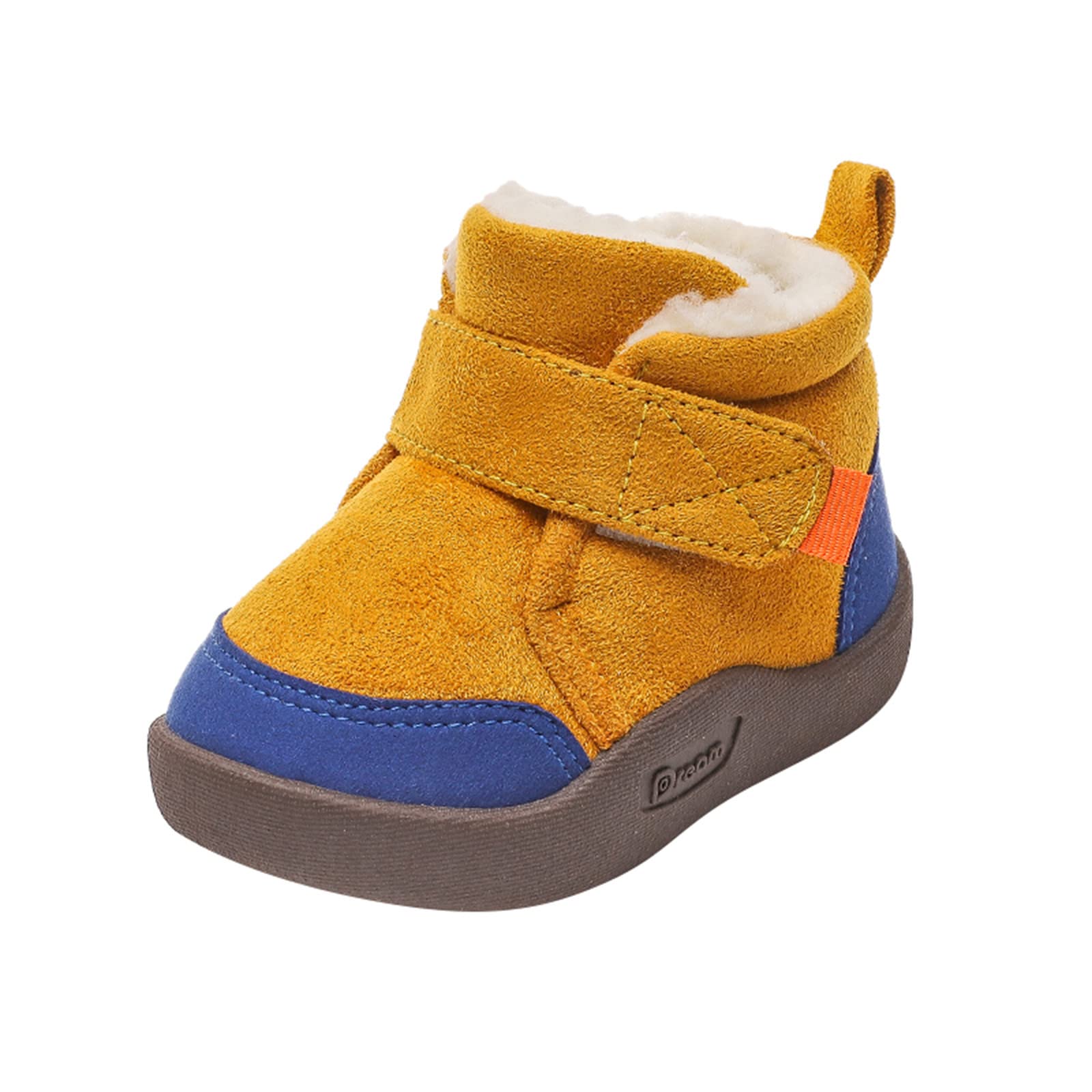 Toddler Baby Boys Girls Winter Boots Kids Cozy Snow Booties Furry Lined Warm Shoes Infant Soft Sole Anti-Slip Shoes (Yellow, 5.5 Infant)