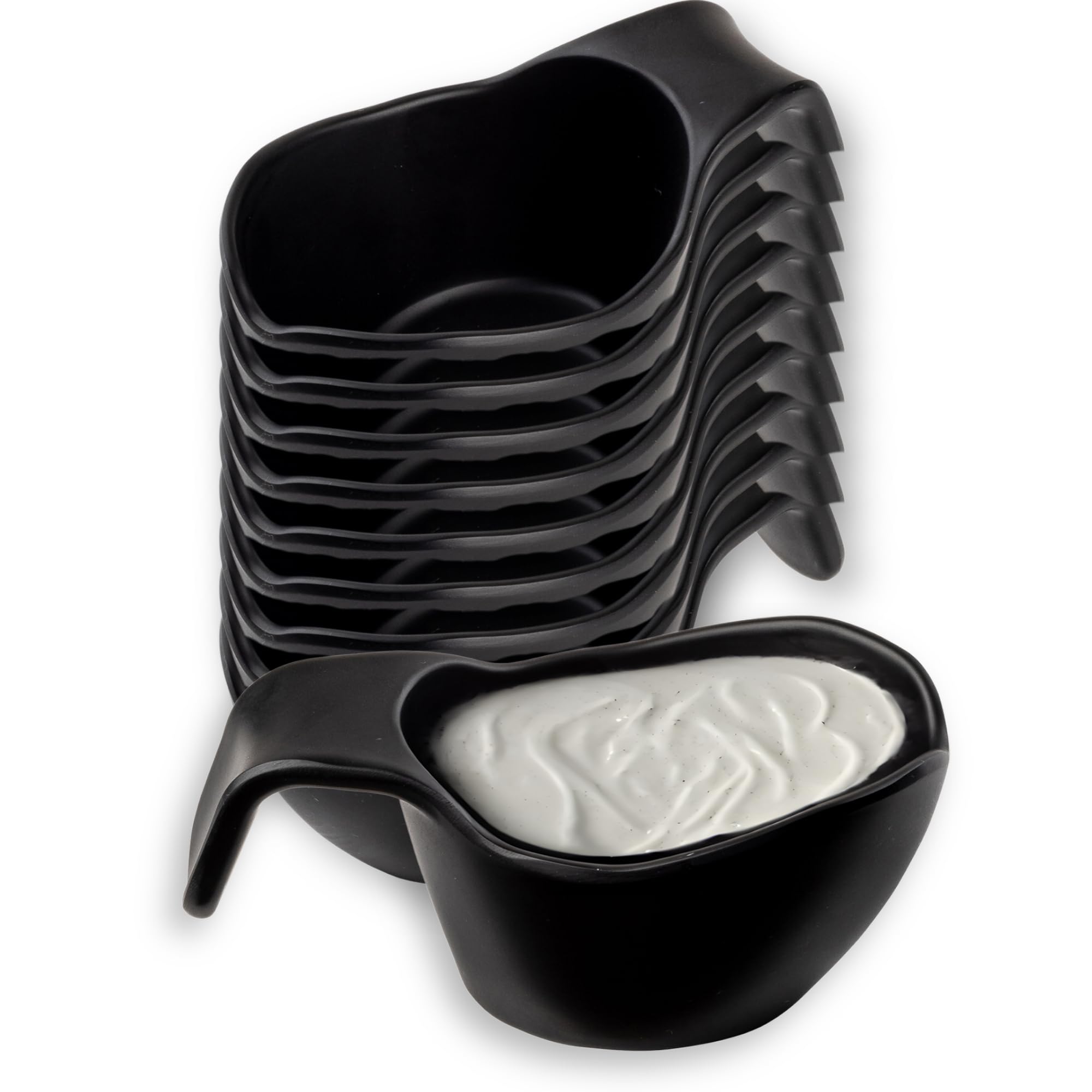 Tablecraft Lot de 10 couverts à sauce en plastique mélamine, petits condiments, sirop, sauces pour service alimentaire commercial, cafétéria, buffet et restaurant, incassables, empilables, 355 ml,