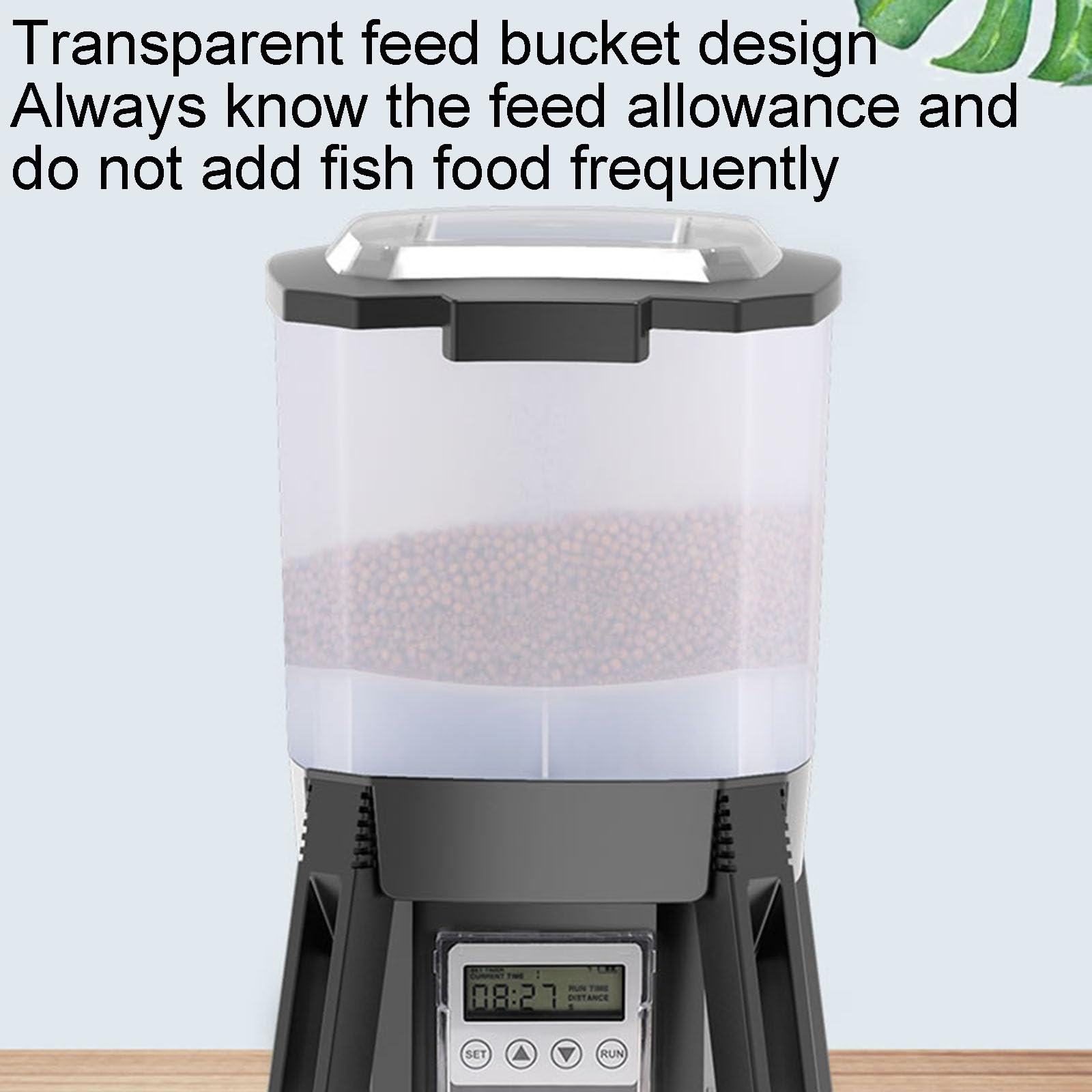 Mangeoire automatique à charge solaire pour étang à poissons – Capacité de 6 L – Trémie transparente – Alimentation par pulvérisation à 120° – Idéal pour les étangs à poissons extérieurs – Facile à