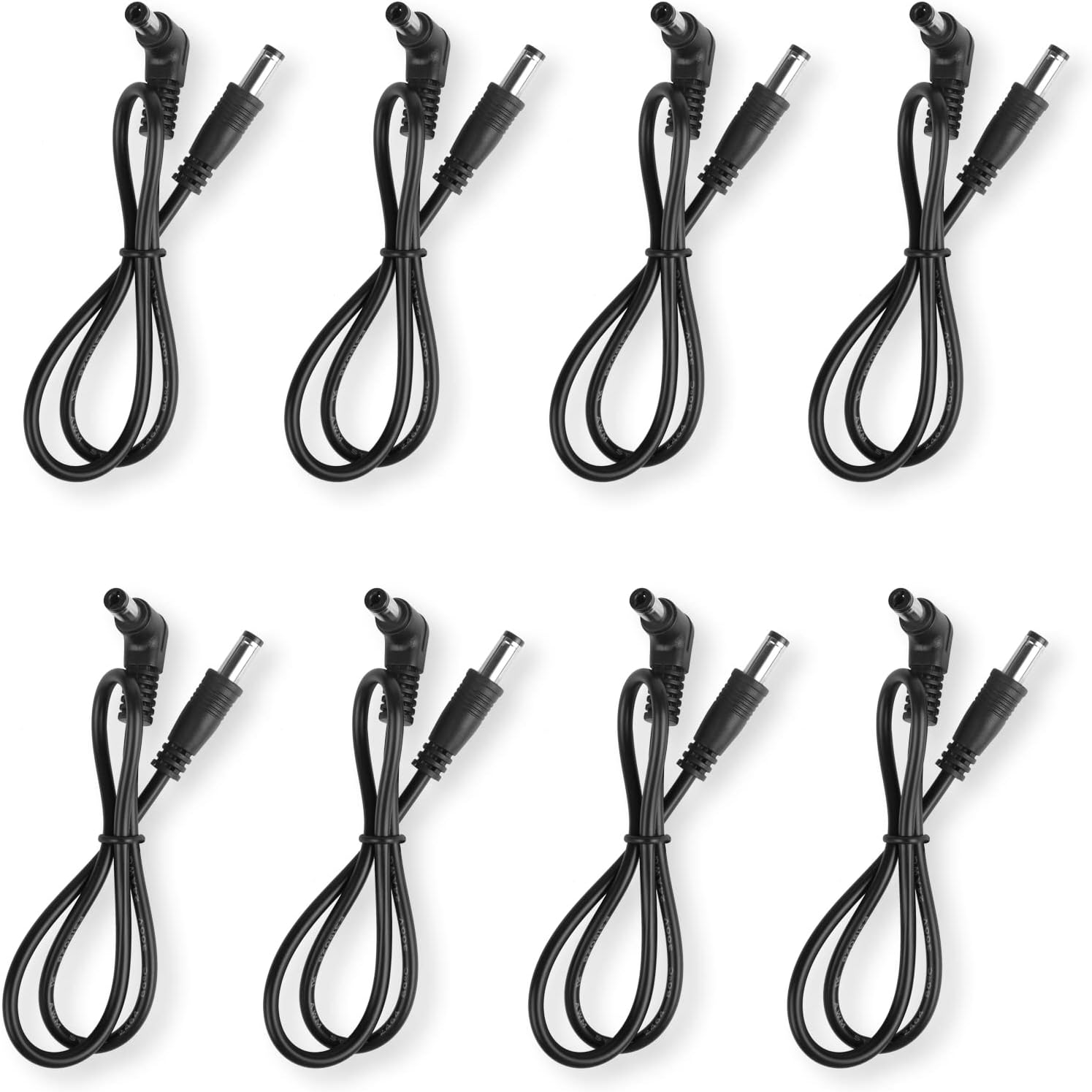 Mr.Power Guitar Effect Pedal DC Cable 5.5 x 2.1mm Power Lead/Cord, Male to Male 24AWG Connector Plug Wire Adapter (16 inch, 8 Pack)