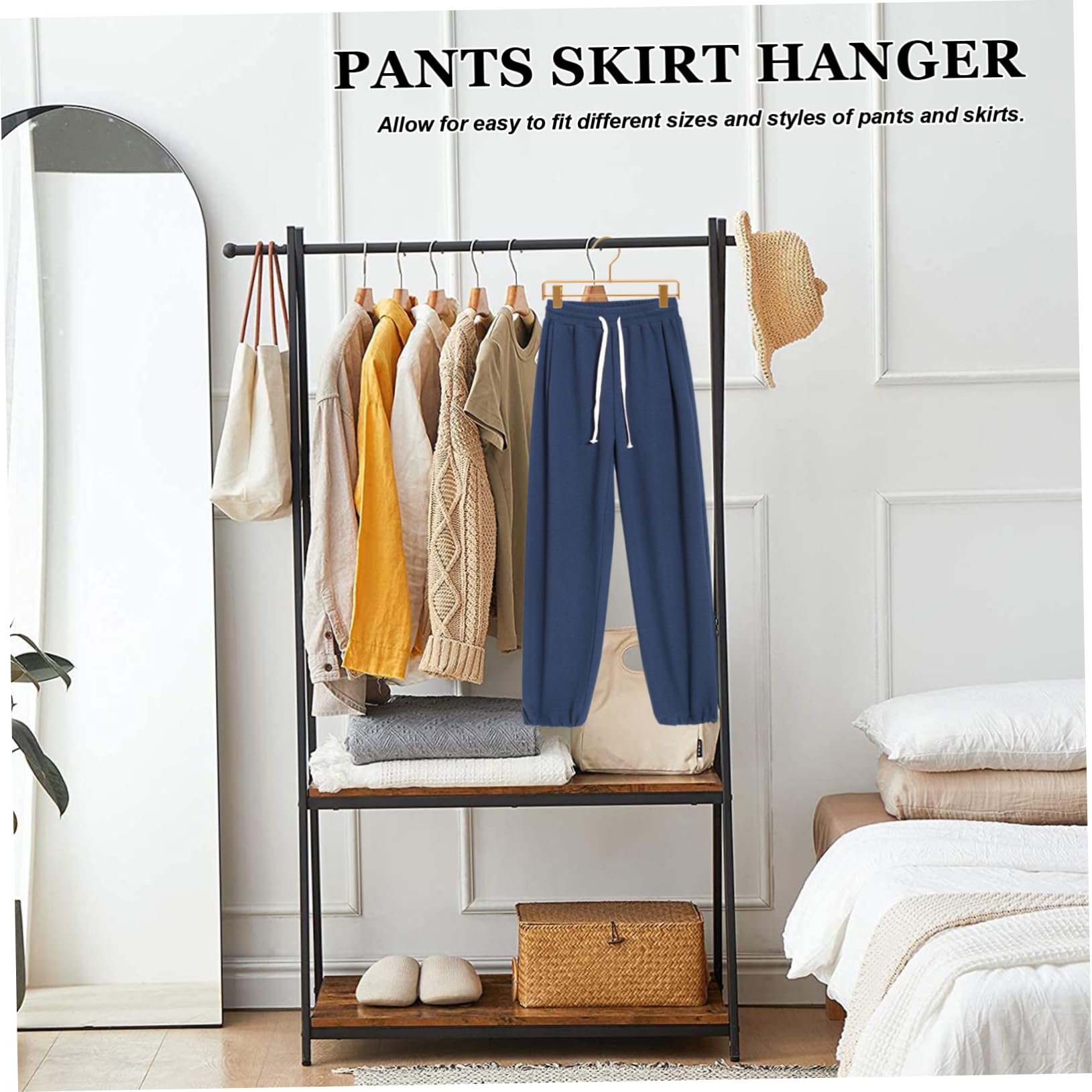 KICHOUSE Pants Rack Bottom Hangers Jeans Hanger Gold Pants Hangers Bra Hanger Gold Clothes Hangers Shorts Hangers with Clips Gold Aluminum Pants Hangers Bag Hanger Aluminum Alloy