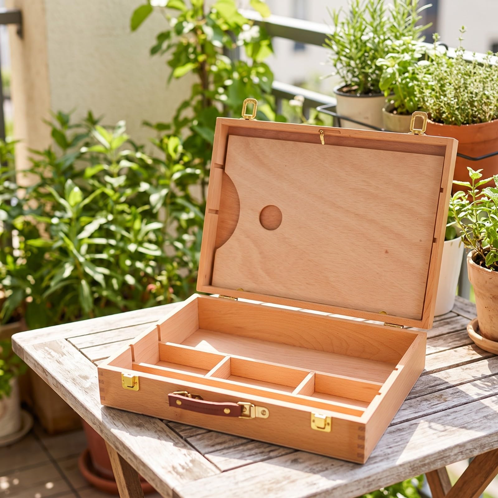 Scatola in Legno con Divisori Durevole | Da Tavolo, Portatile, Scatola con Divisori, per Casa, Studenti D'arte, Stile B