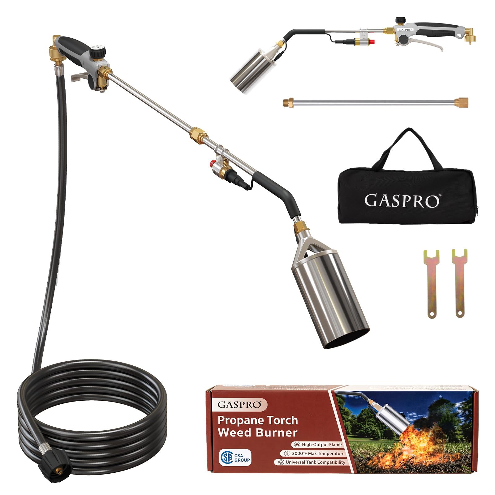 GASPRO Propane Torch Weed Burner with Self-Igniting, 12.5 FT Hose