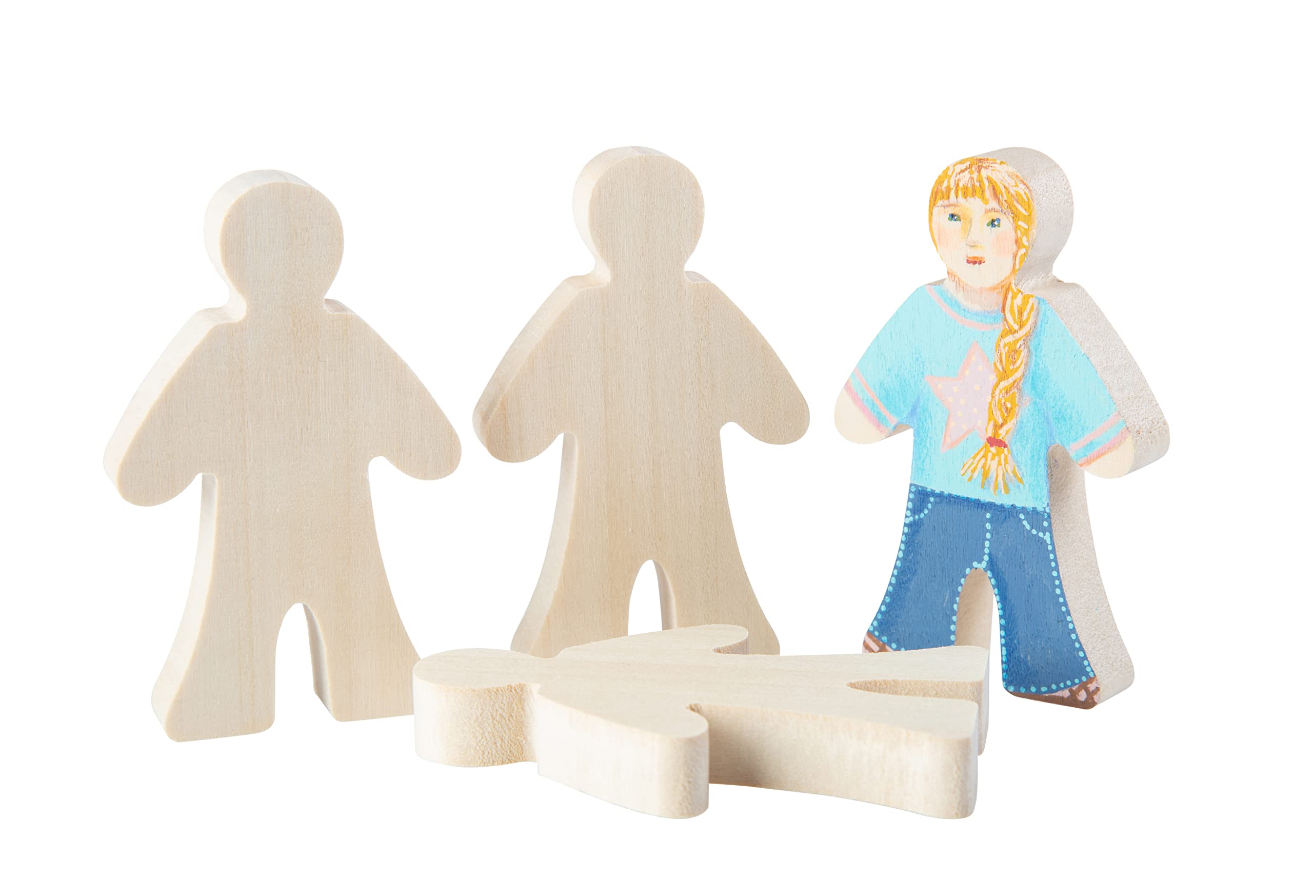 Craftplay Wooden people figures | Paint and decorate | Pack of 4 people | 8cm figures