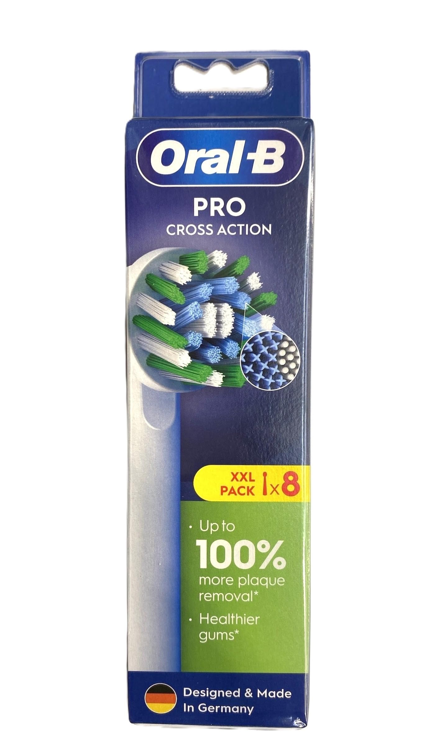 Oral-B CrossAction Toothbrush Heads Pack of 8 Replacement Refills for Electric Rechargeable Toothbrush, Mailbox Sized Pack