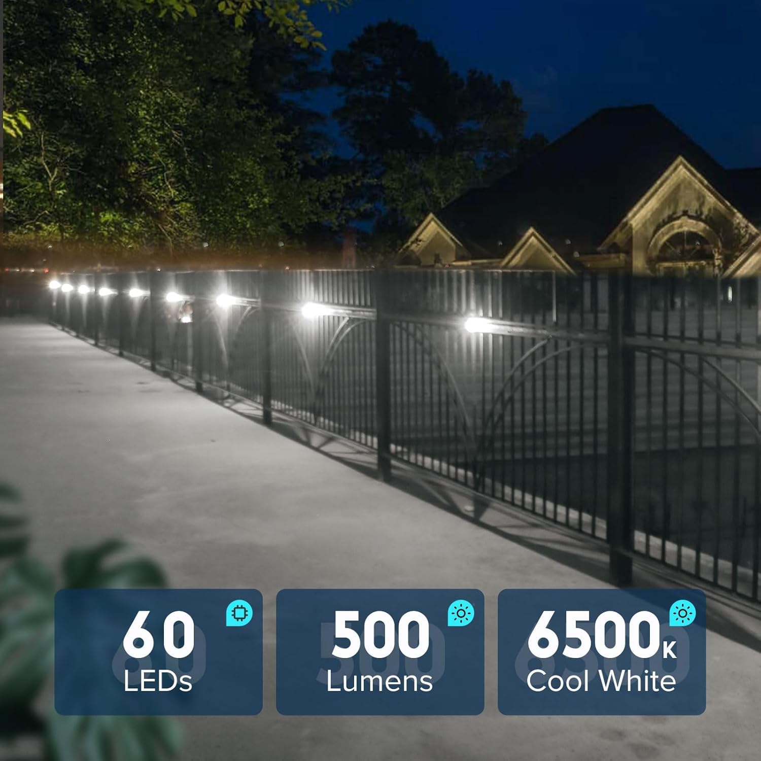 SANSI Luci solare per esterni, 500 lm, con sensore di movimento, 60 LED, 3 modalità, 2 modalità di montaggio, per recinzione, garage, campeggio, vialetto