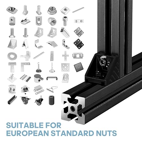 Miniatura 4 de FAHKNS 10 piezas de extrusión de aluminio con ranura en V 2020, estándar europeo, 59.055 in de longitud, riel lineal anodizado para impresora 3D,