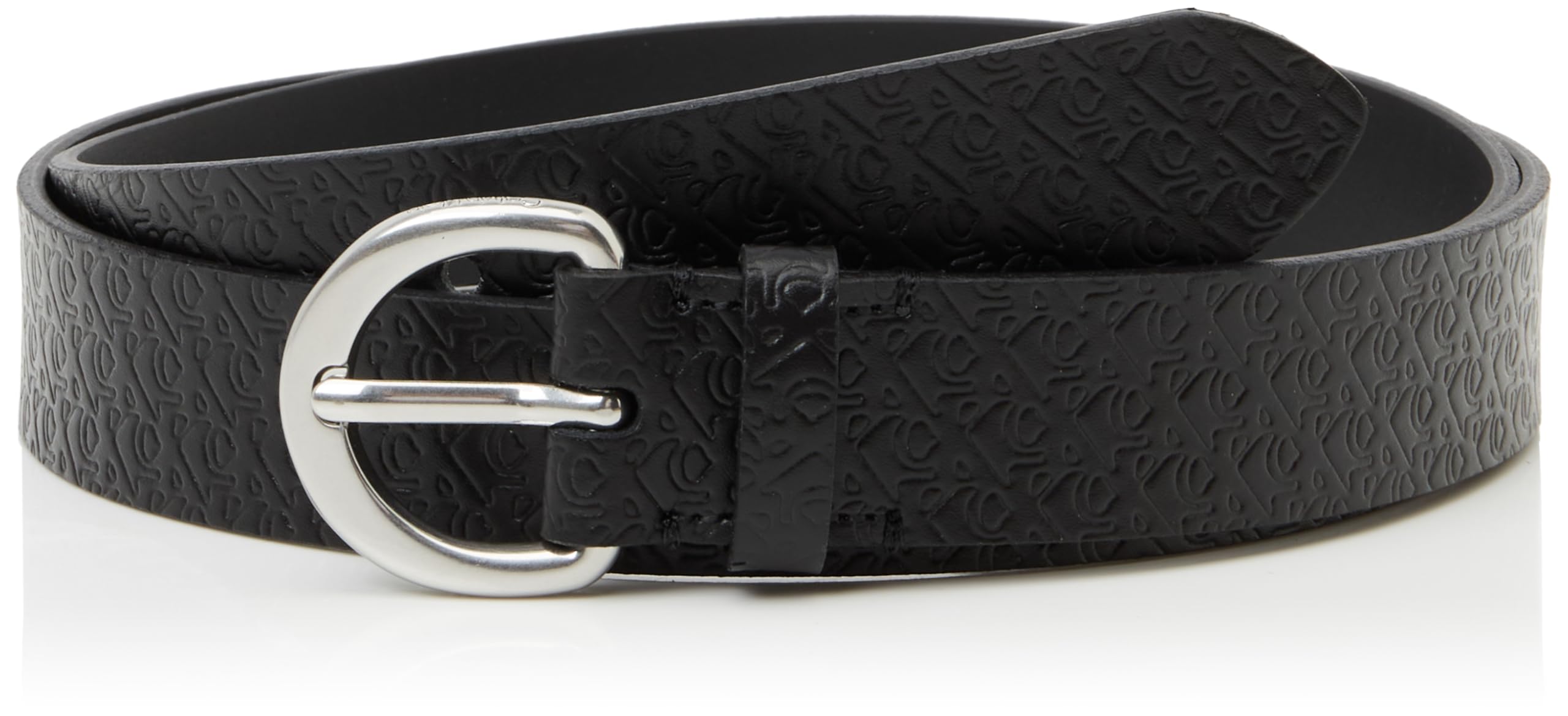 Calvin Klein Jeans Damen Classic Buckle AOP 30MM LV04K7019G Gürtel, Schwarz (Schwarz/Zinn), 110, Schwarz (Schwarz/Zinn), 110 cm