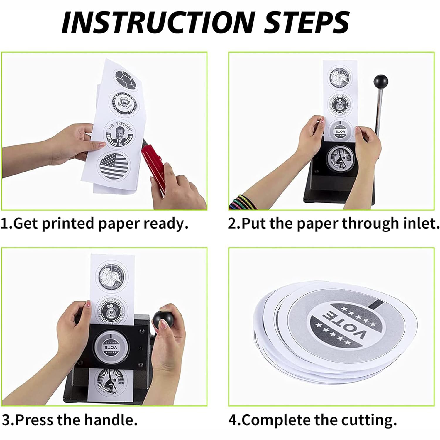 Máquina Troqueladora De Punzonado Gráfico, Máquina Troqueladora De Punzonado Circular Manual, para Fabricación De Botones De Insignias De Tarjetas De Papel Redondas, Herramienta De Corte