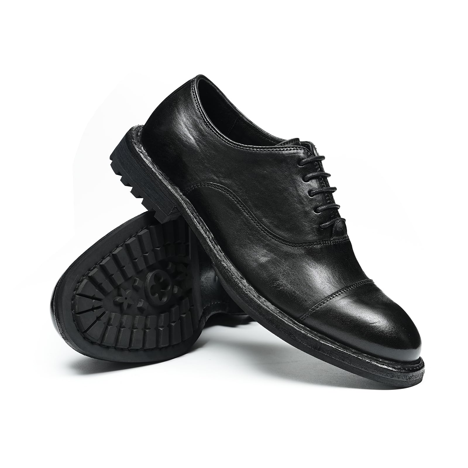 Oxfords Casuales Negocios en Cuero Genuino para Hombre Zapatos de Vestir Formales con Cordones Suaves Cómodos