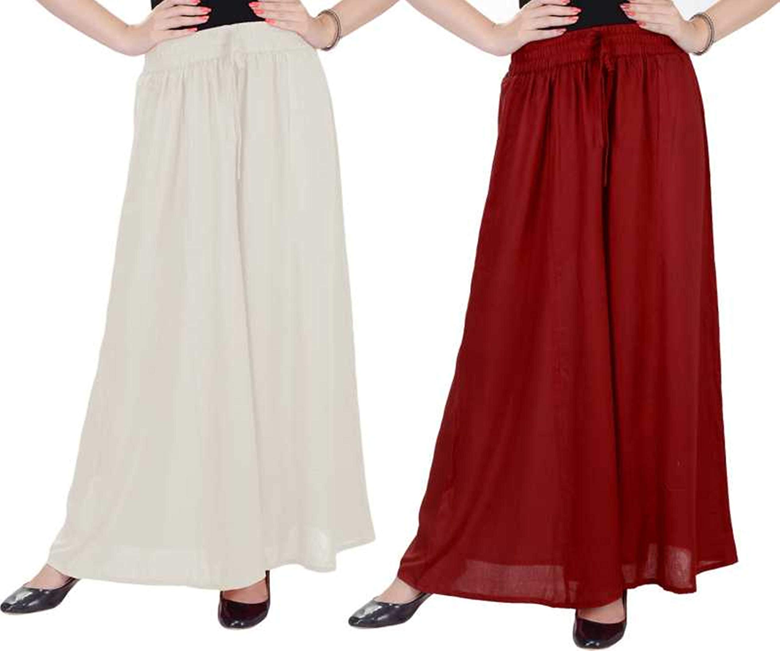 Shree Nath Enterprises Rayon Full Length Palazzo Pants Combo Pack for Women and Girls - Pack of 2