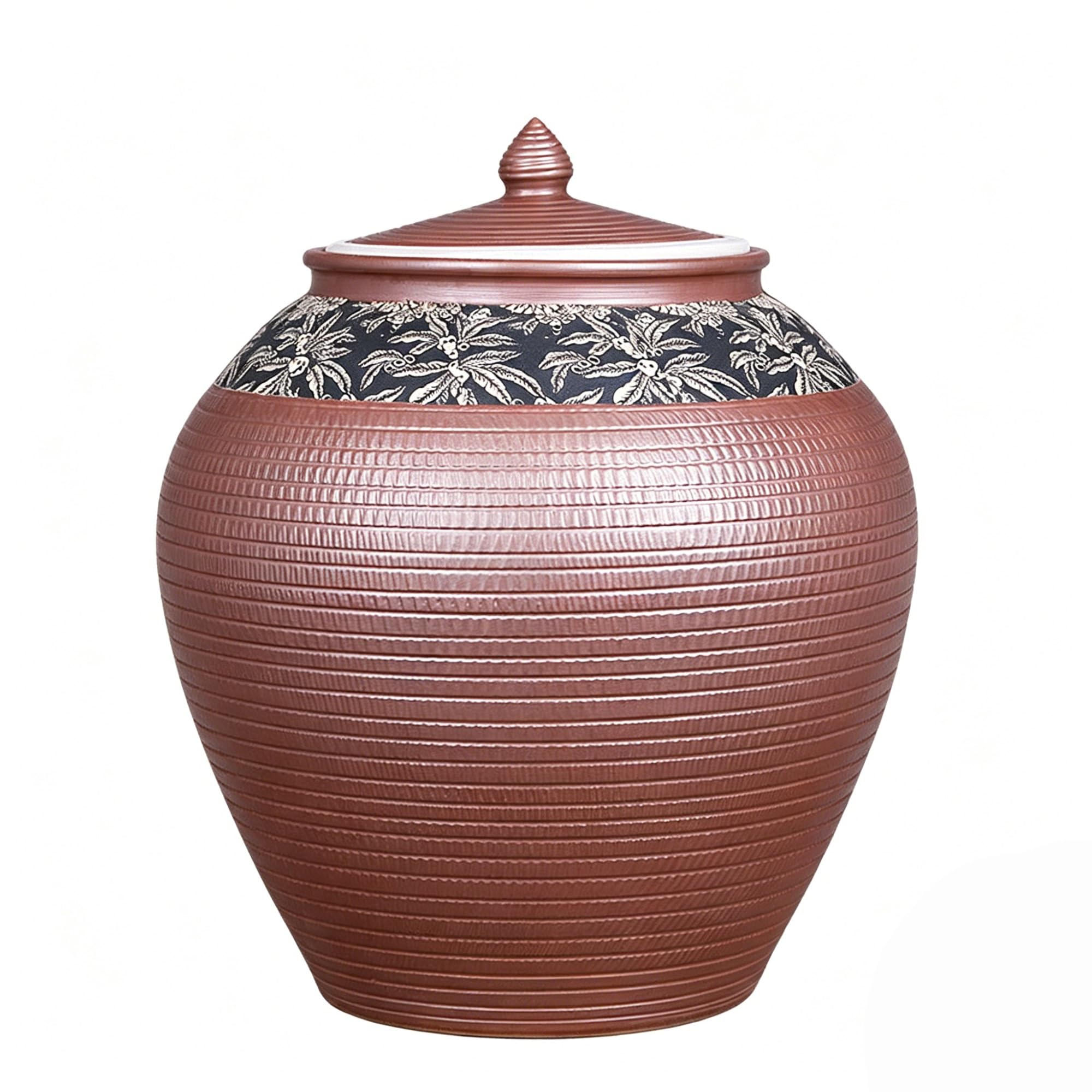 Duży Ceramiczny Pojemnik Na Ryż Hermetyczny Ręcznie Robiony Słoik Kuchenny Dozownik Zboża Ze Szkliwem Piecowym Luksusowa Ozdoba Na Blat(Brown,10kg)