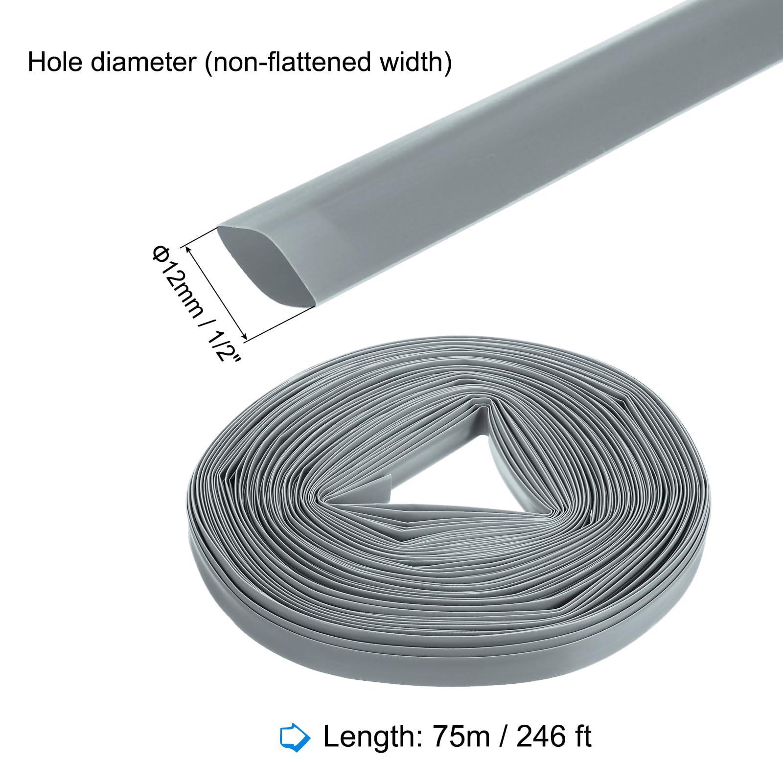 Guaina termorestringente, diametro interno 1/24", lunghezza 75,9 m, rapporto 2:1, poliolefina, guaina termorestringente per isolamento dei cavi elettrici, gestione dei cavi, nero