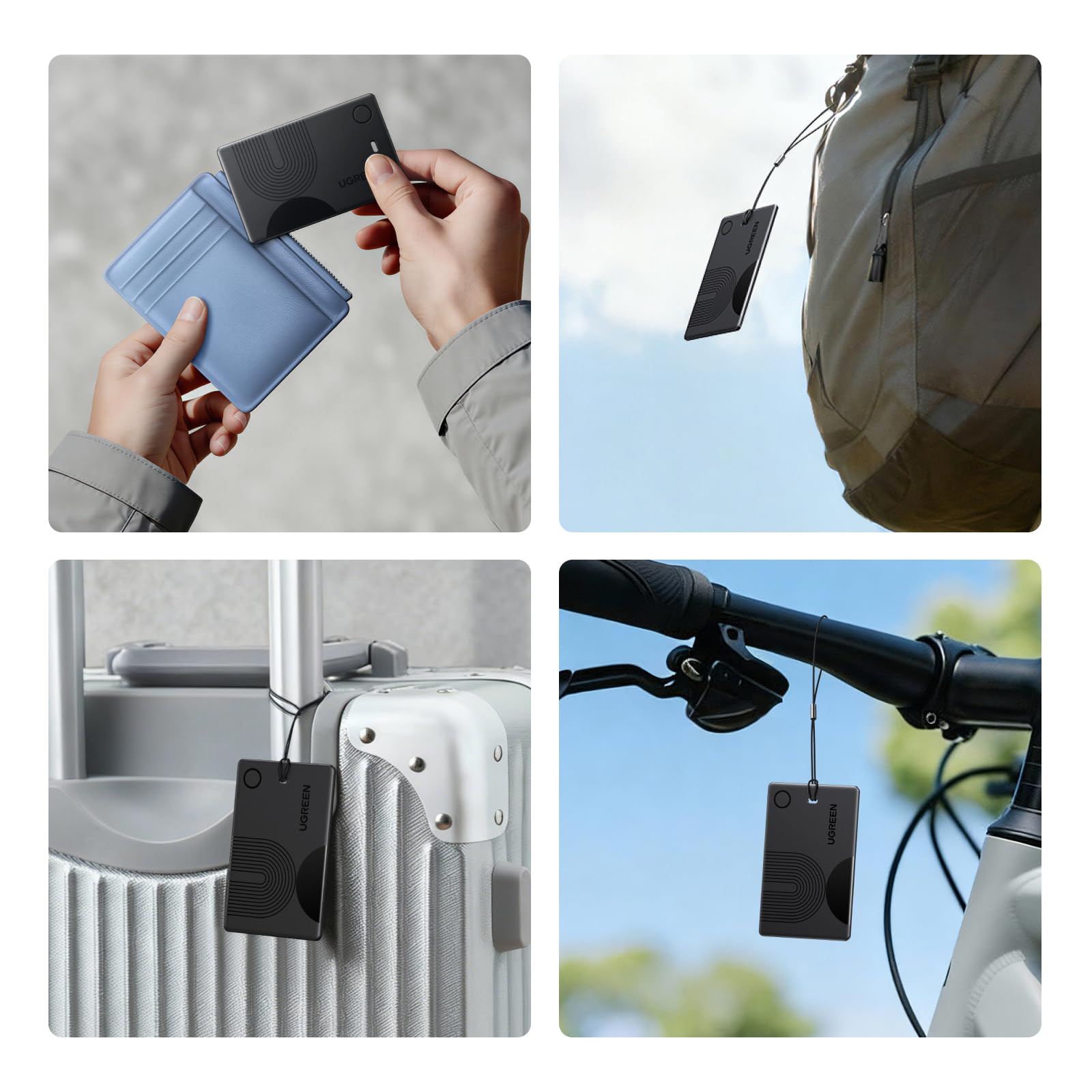 UGREEN FineTrack Slim Traceur Recharge sans Fil Finder Tag Traqueur Bluetooth Compatible avec Apple Find My (iOS Uniquement) Localisateur Objet Étanche IP68 pour Portefeuille Valise
