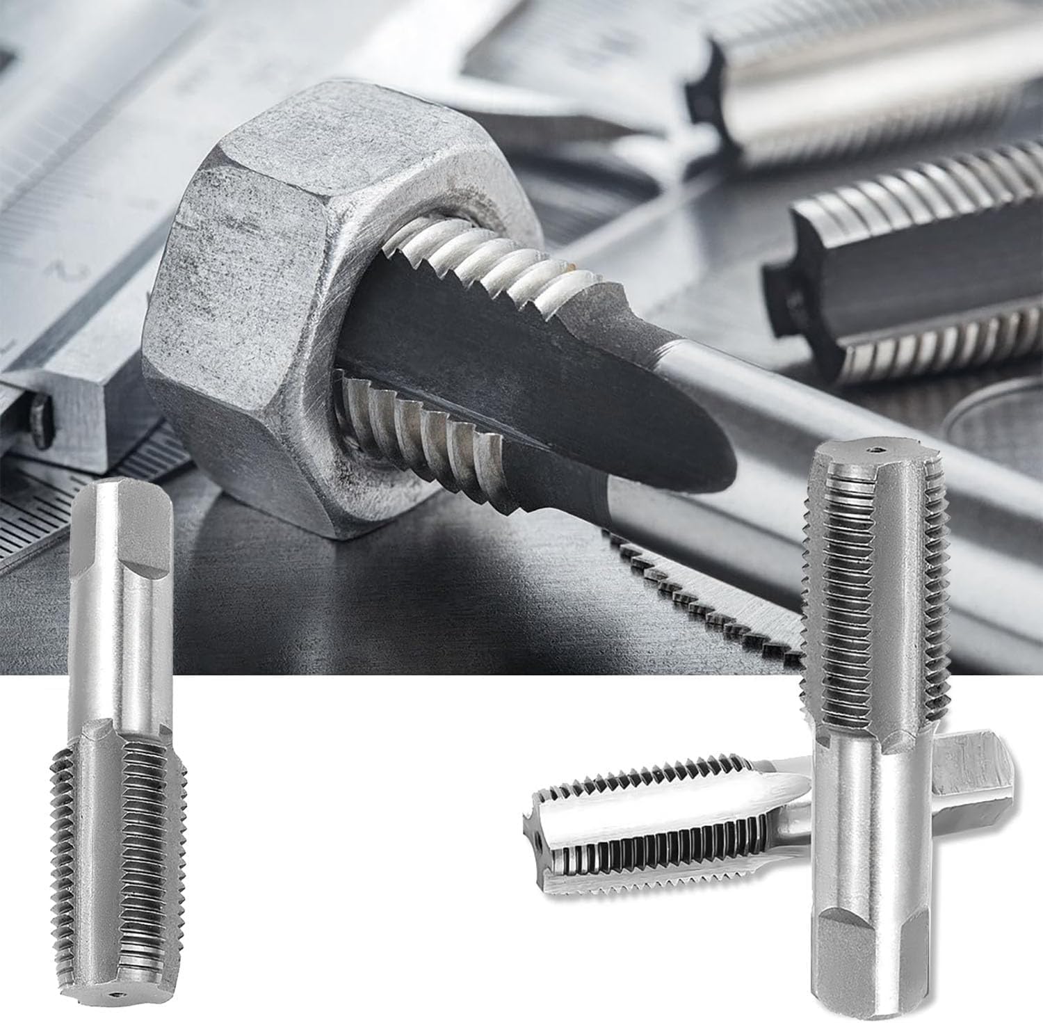 Set di maschi per tubi, in acciaio al carbonio, filettatura interna da 1/2", filettatura interna da 3/4", maschio, per riparazione meccanica e automobilistica, raccordi per tubi dell'acqua