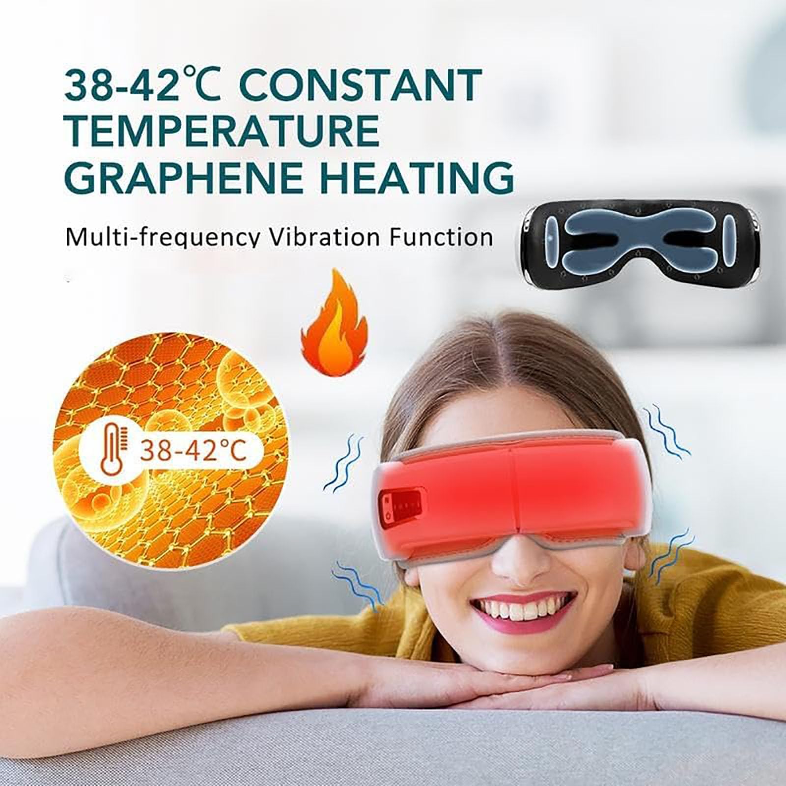 Massaggiatore oculare 4 in 1 con calore e musica, pressione dell'aria, cinque modalità di massaggio intelligenti, maschera per dormire portatile ricaricabile per secchezza oculare (1SET)