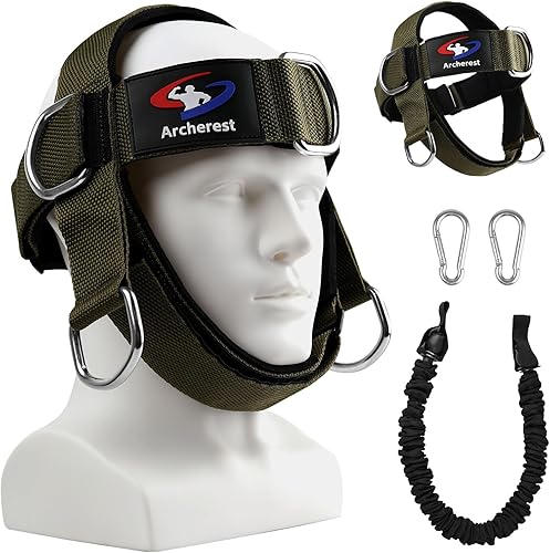 Miniatura 1 de Entrenador de arnés de cuello y cabeza, correa ajustable para la barbilla y arnés de cabeza, ejercitador de cuello de neopreno para levantamiento de