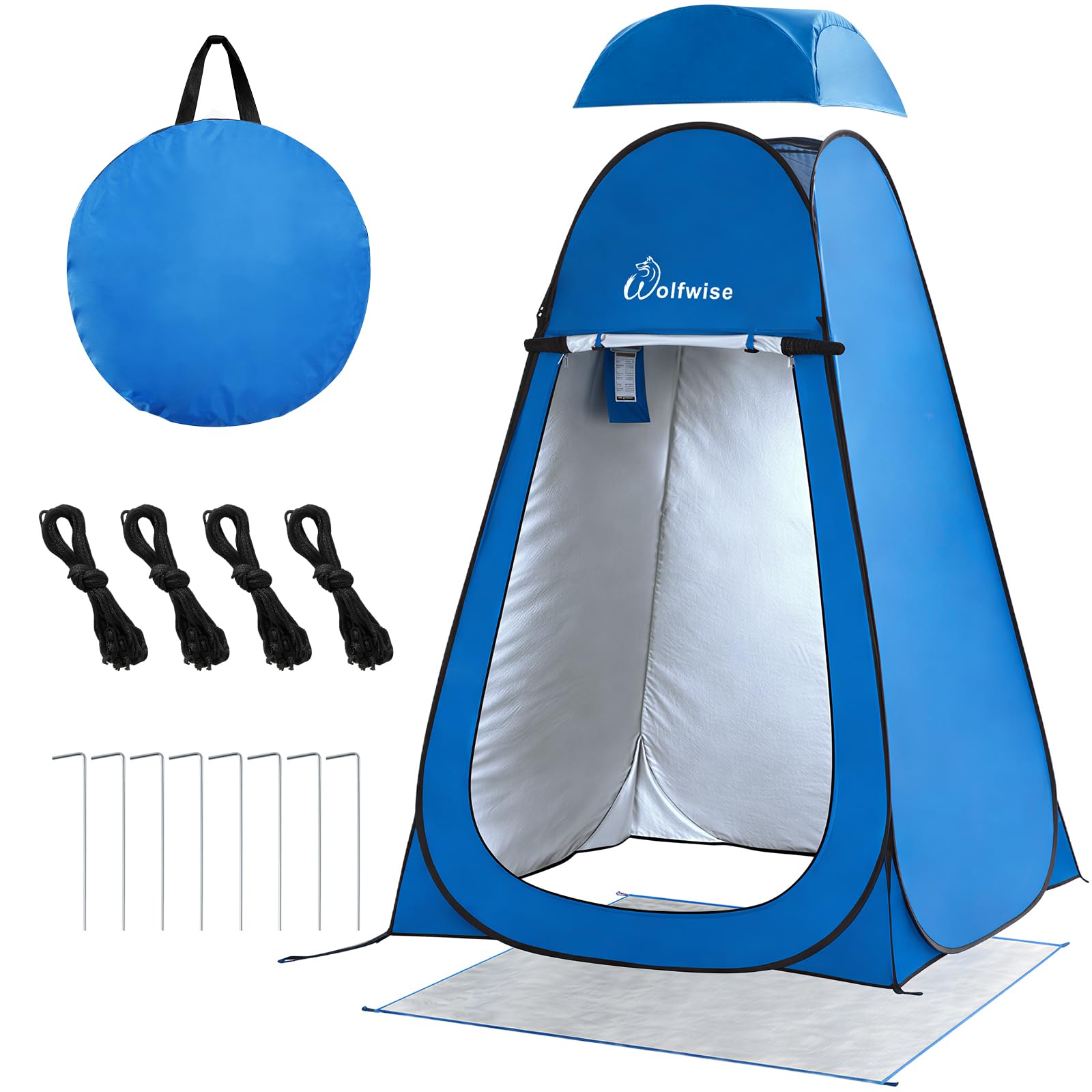 WolfWise PRO Pop Up Shower Tent with Silver Coated, Floor and Rain Fly