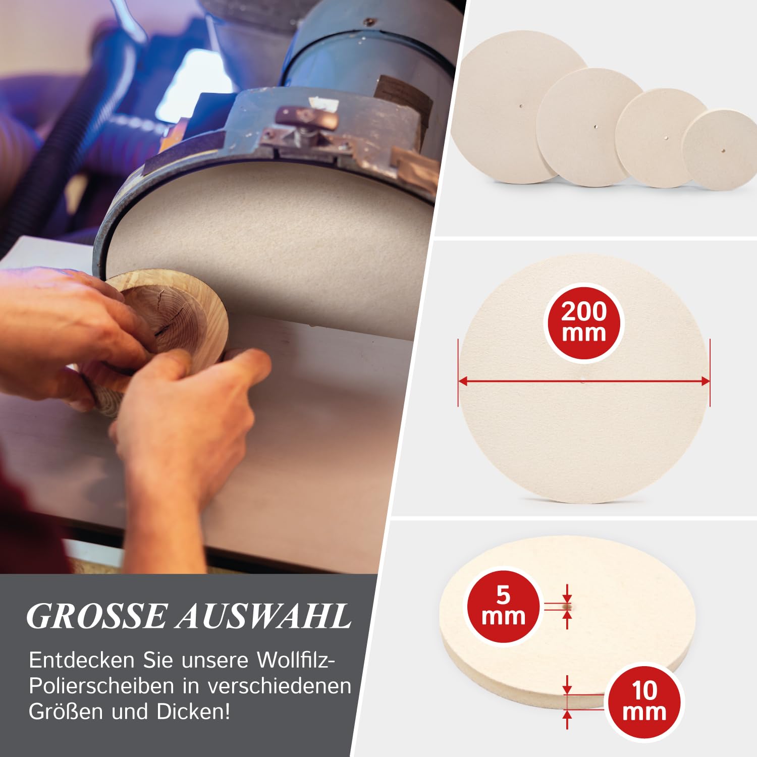 The Felt Store – tarcza polerska z filcu, średnica: 200 mm, grubość: 10 mm