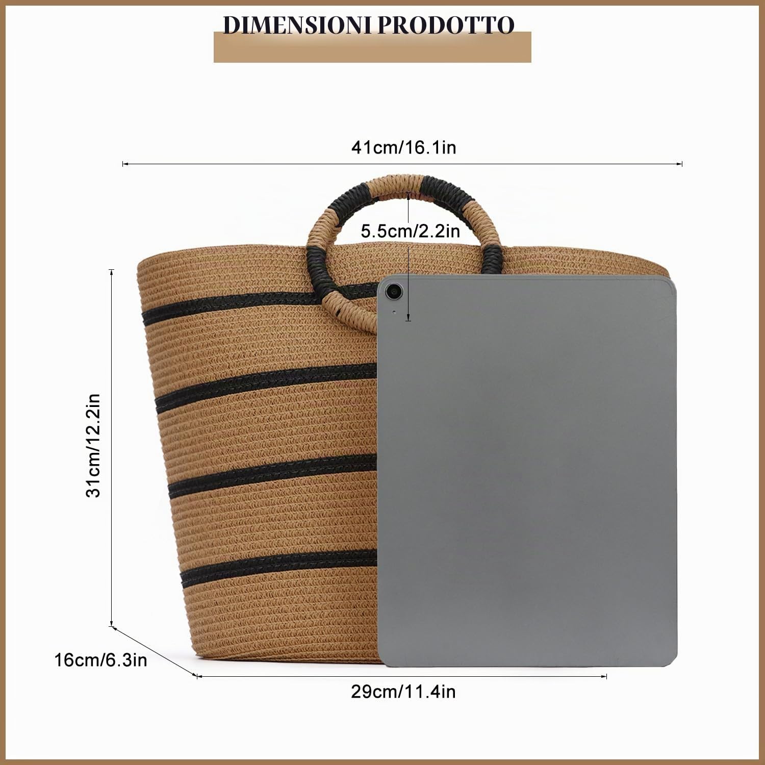 EVEOUT Borsa Tote in paglia per Donna Borsa a Cesto da Spiaggia Intrecciata Estiva Borsa a mano in Rafia a Righe per Vacanze Viaggio