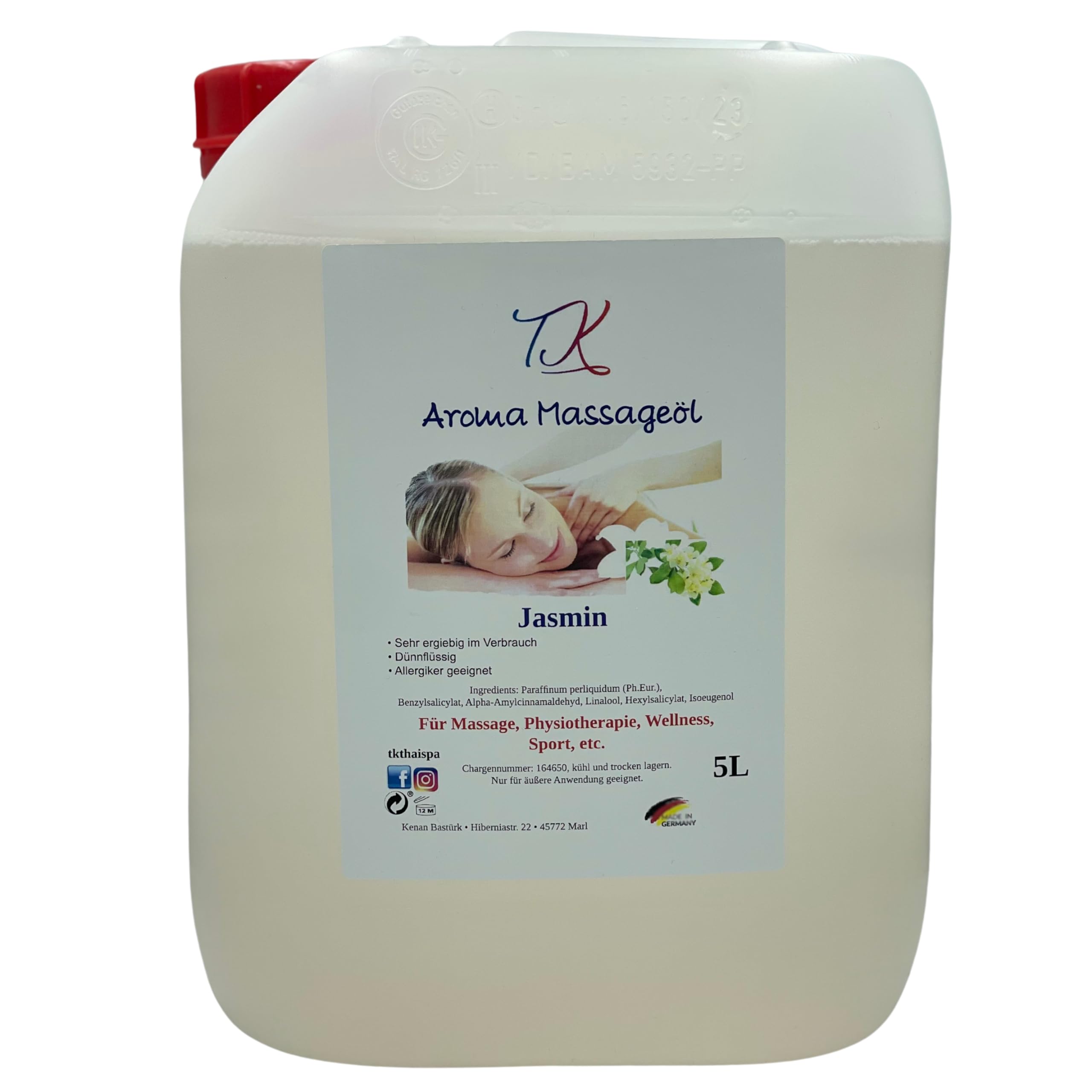 Aceite aromático para masaje, jazmín, para masajes, fisioterapia, bienestar, deportes, etc