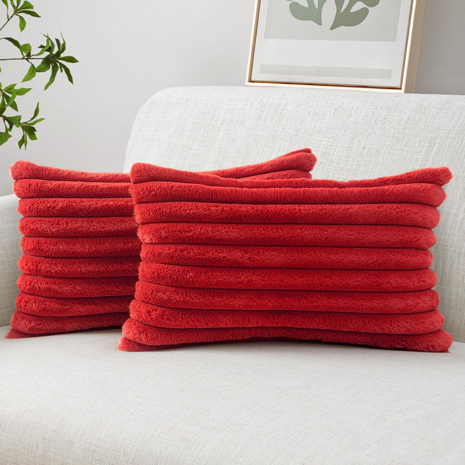 Amazon.com: MIULEE Faux Fur Decorative Throw Pillow Covers 12x20